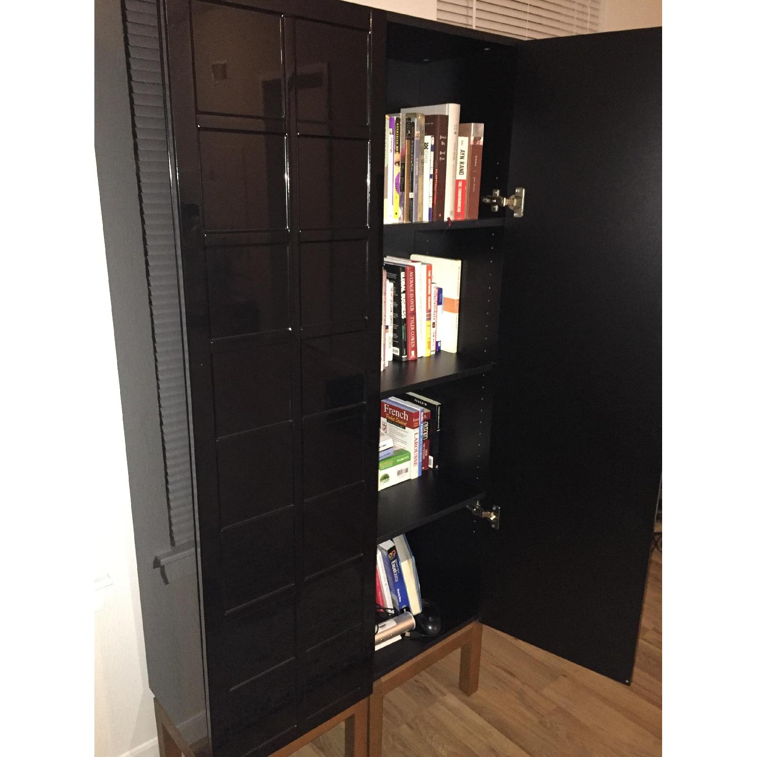 Black Lacquer Bookcase w/ Doors - image-3