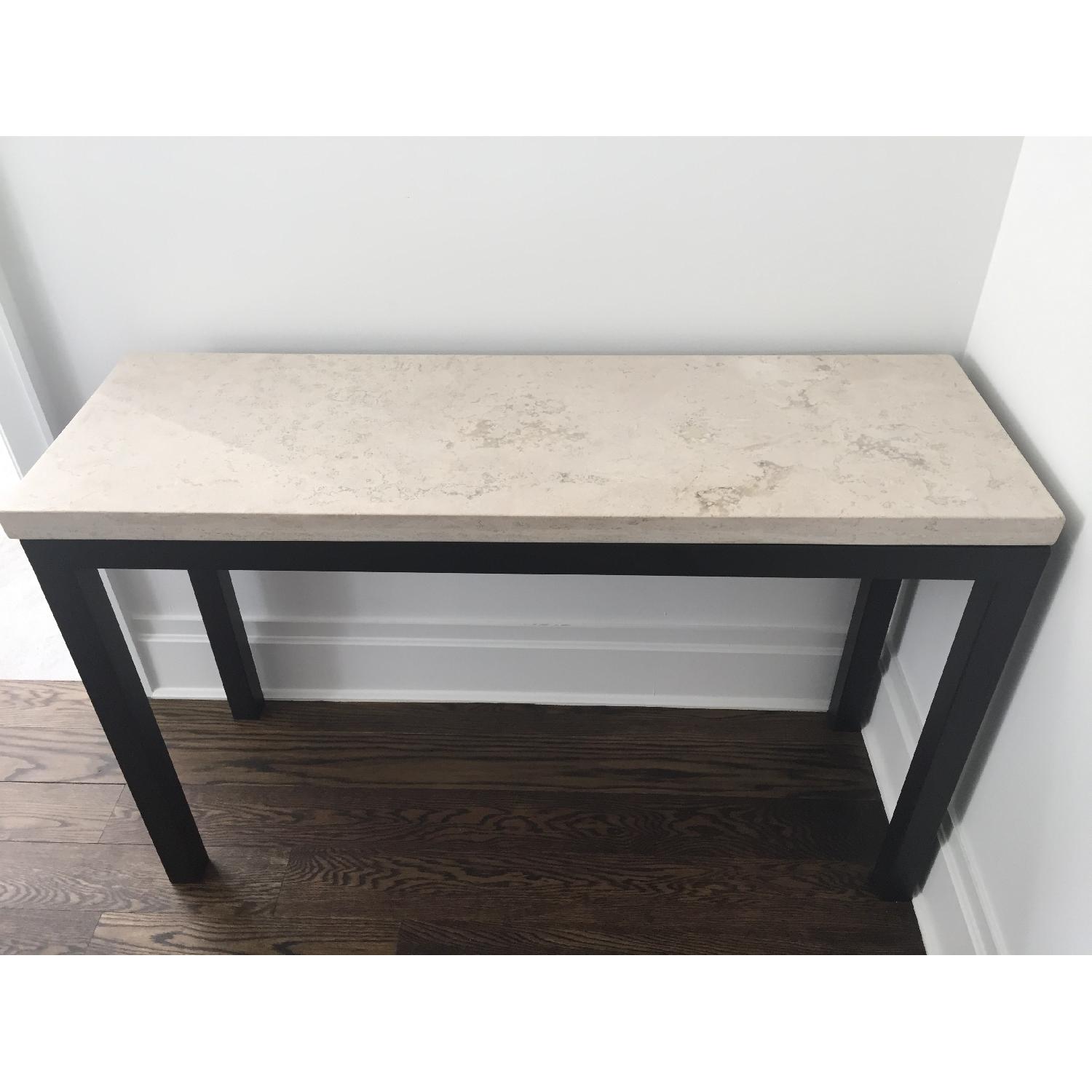Crate & Barrel Travertine Top Console Table AptDeco