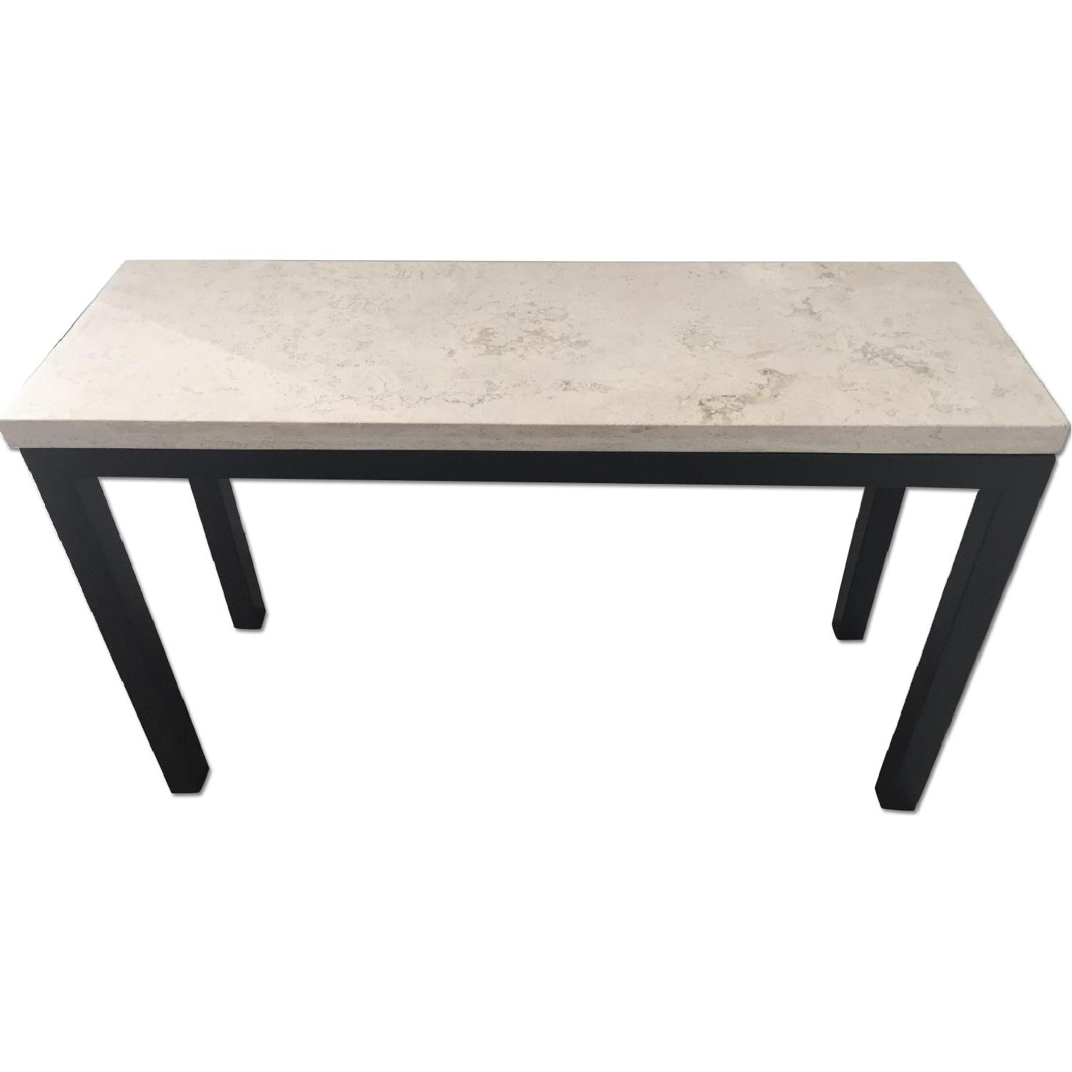 Crate & Barrel Travertine Top Console Table AptDeco