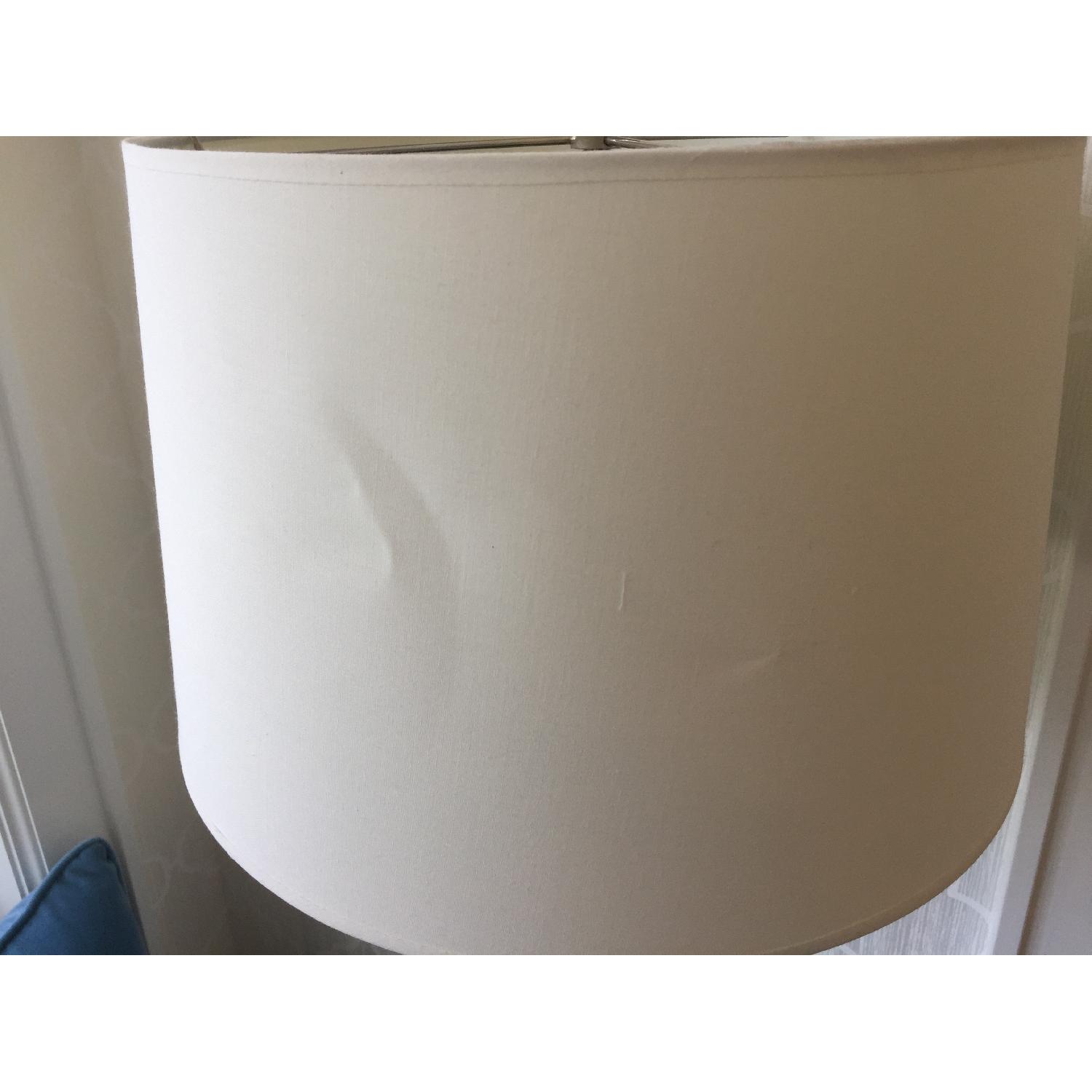 Glass & Chrome Floor Lamps w/ White Shades - image-4