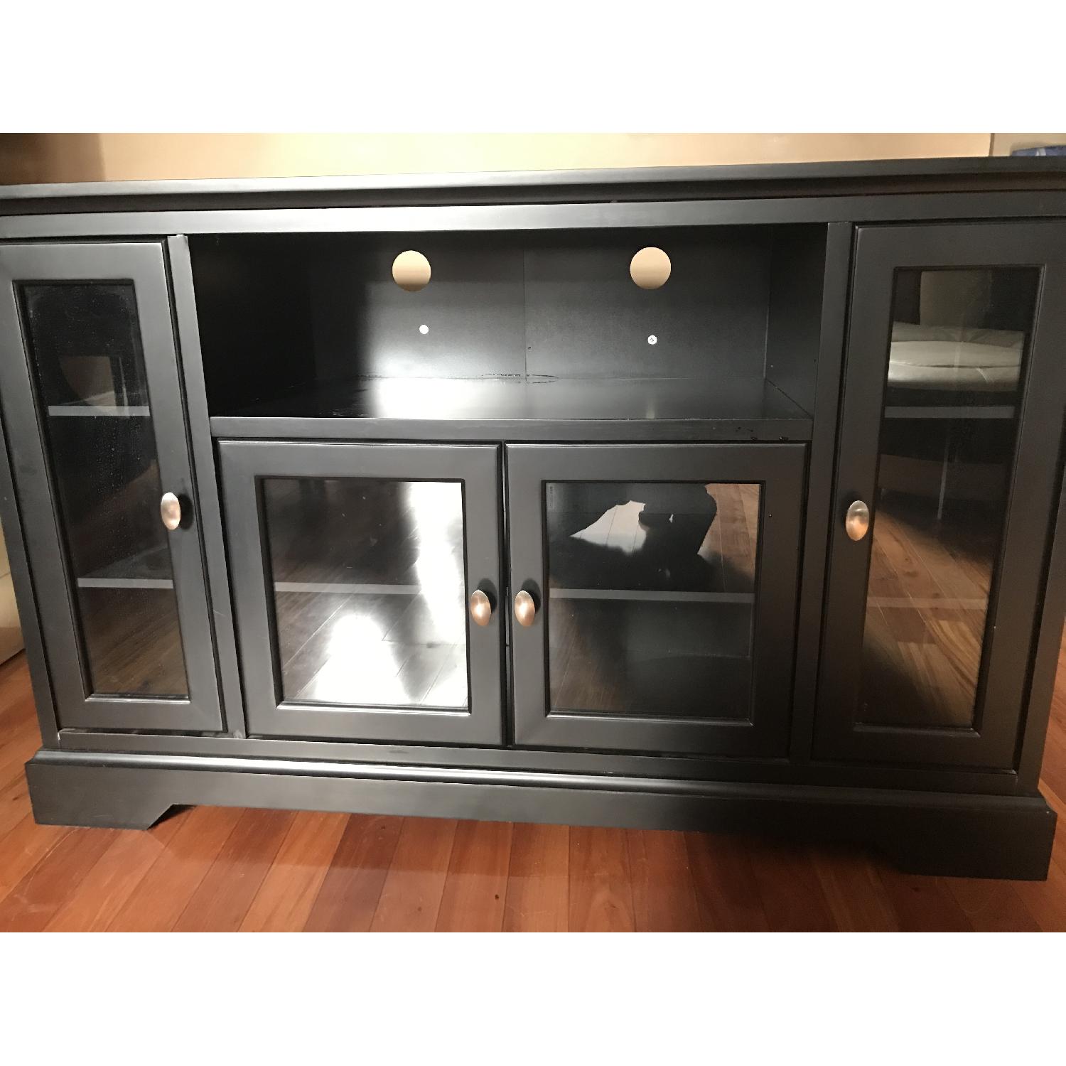 Black Highboy Style Wood TV Stand - image-5