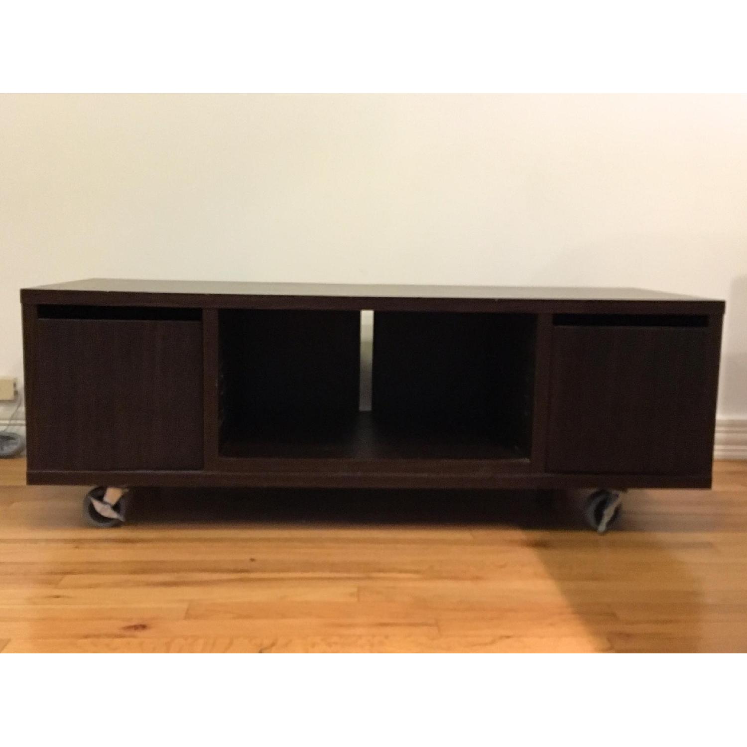 Modern Wooden TV Console w/ Wheels AptDeco