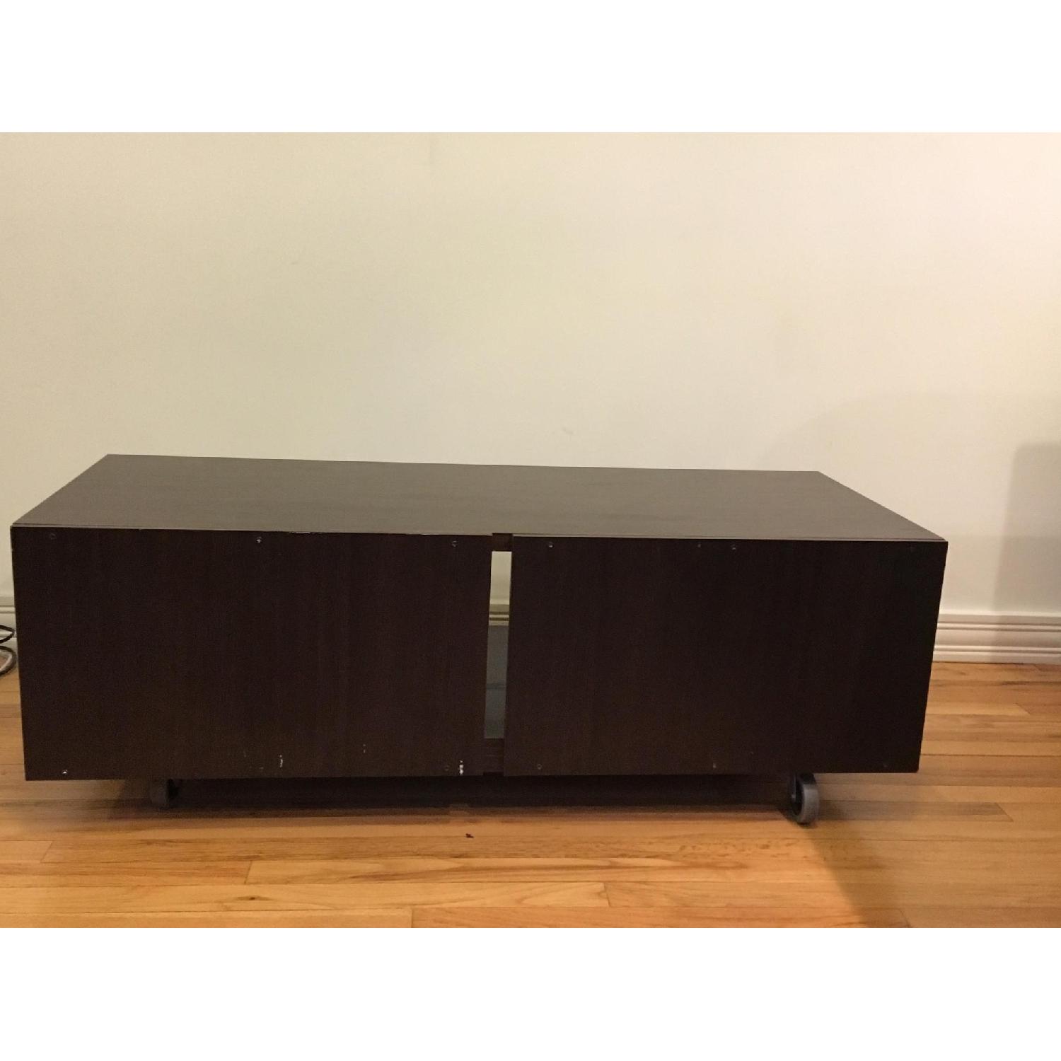 Modern Wooden TV Console w/ Wheels - image-2