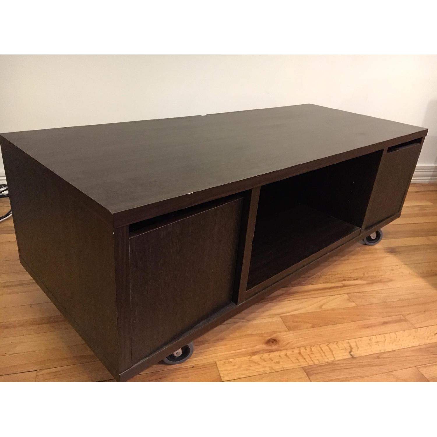 Modern Wooden TV Console w/ Wheels - image-3