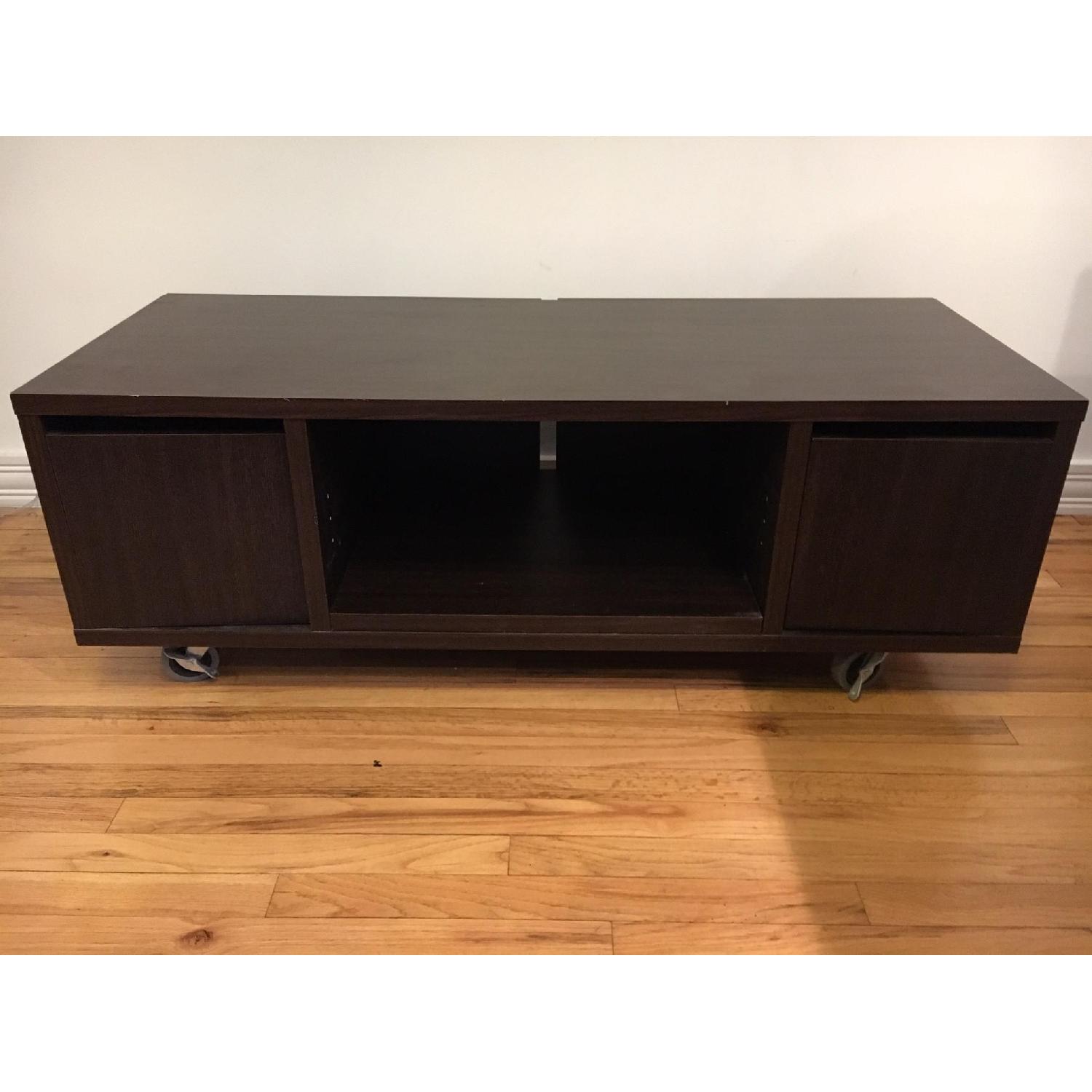 Modern Wooden TV Console w/ Wheels - image-4