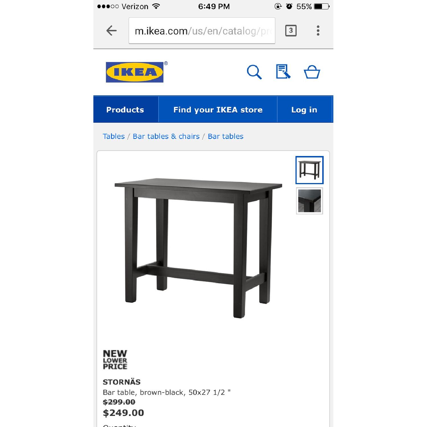 Ikea Stornas Brown Black High Leg Table w/ 2 Chairs AptDeco