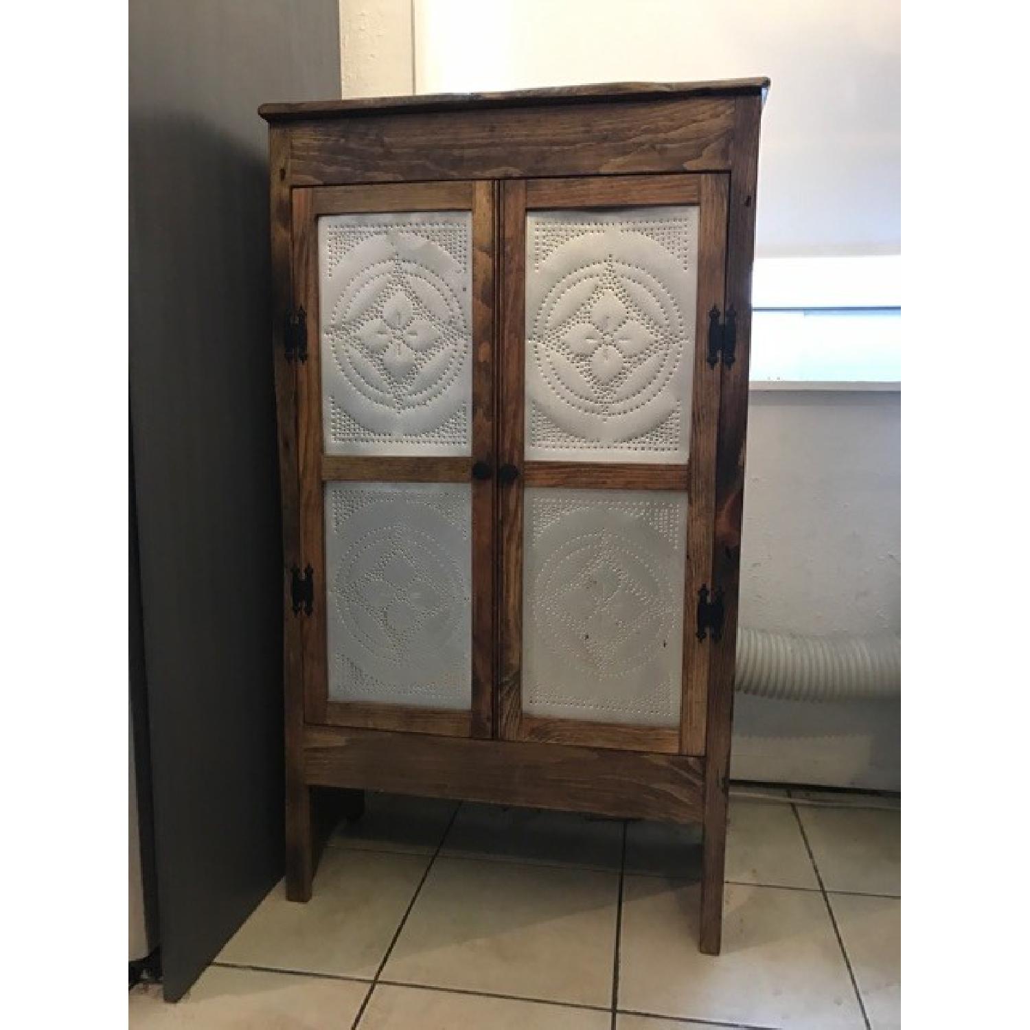 Reclaimed Pine & Tin Paneled Cabinet - image-1