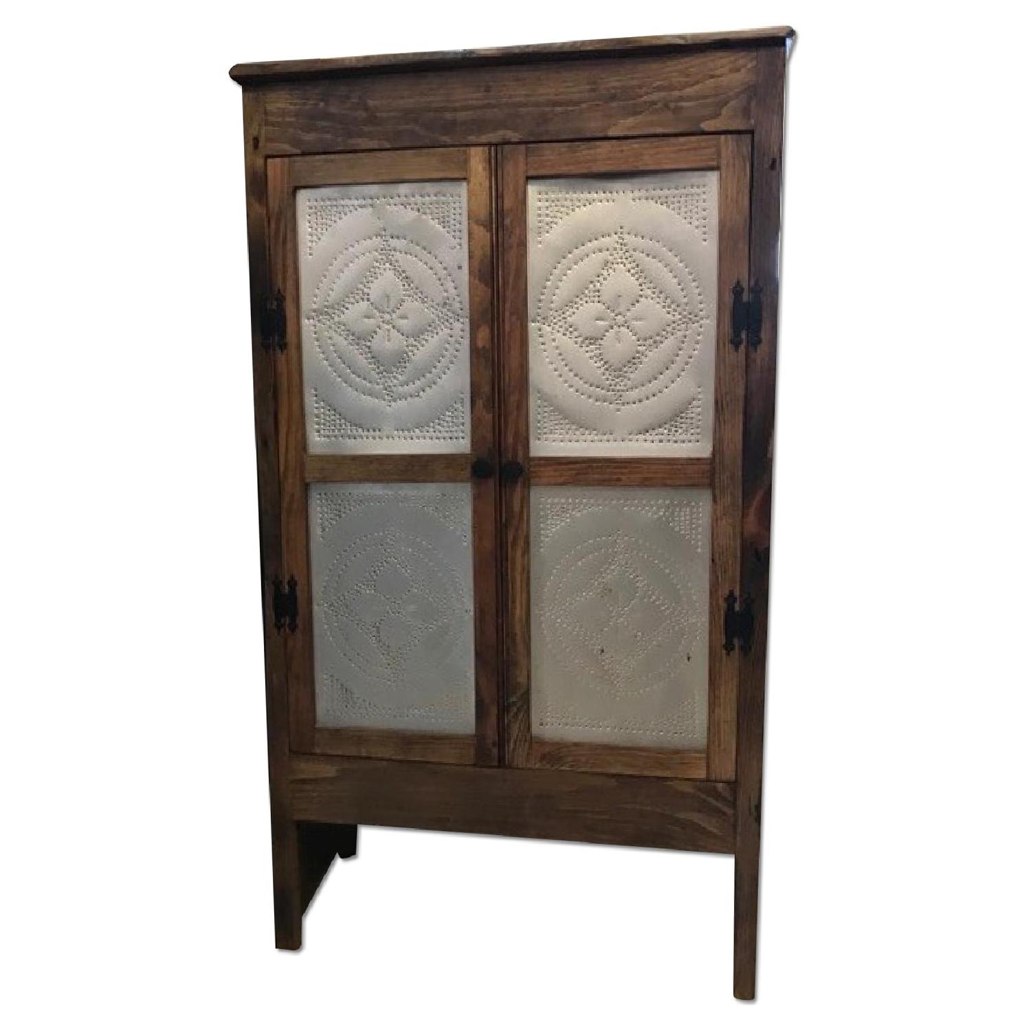 Reclaimed Pine & Tin Paneled Cabinet - image-0