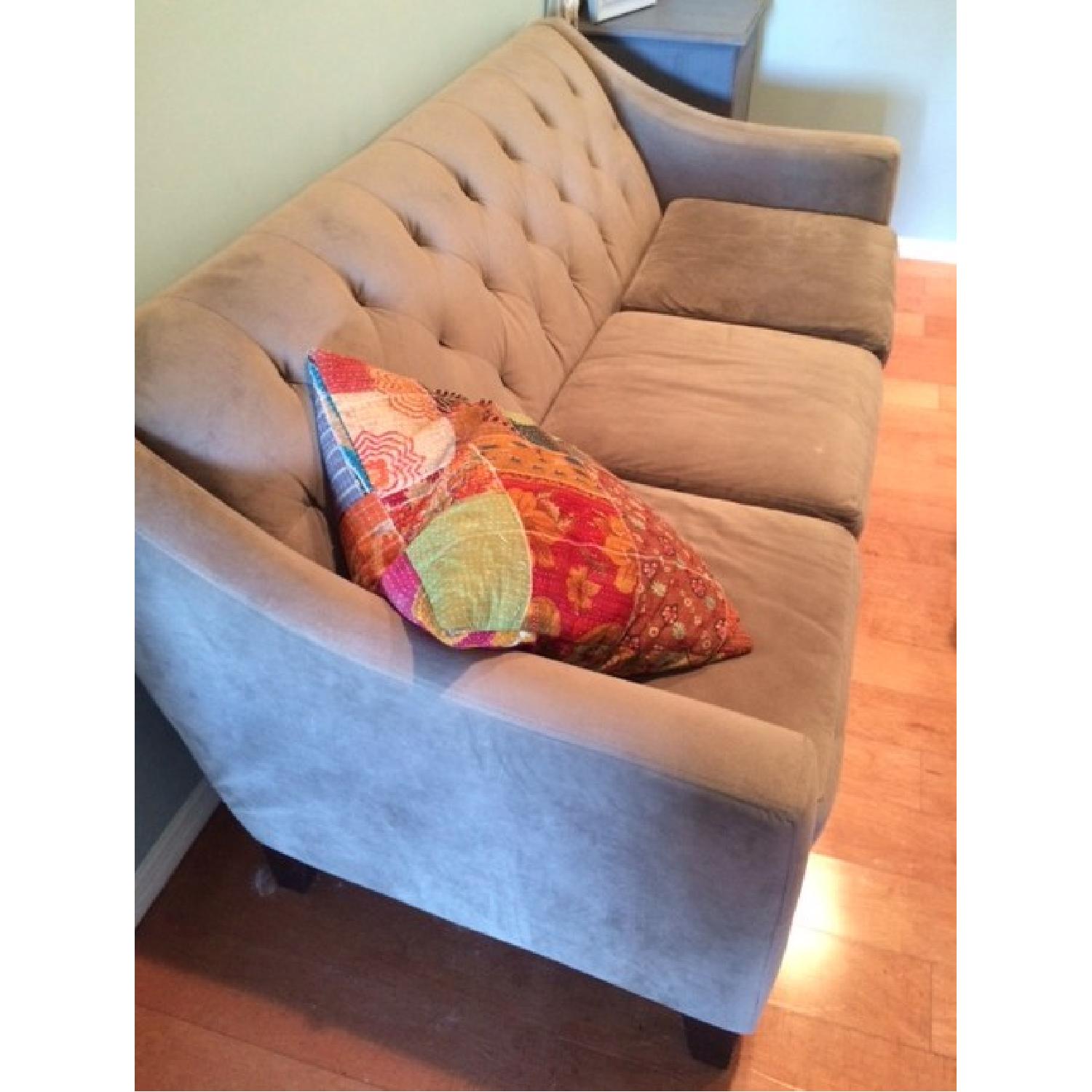 Macy's Tufted Grey Couch - image-1