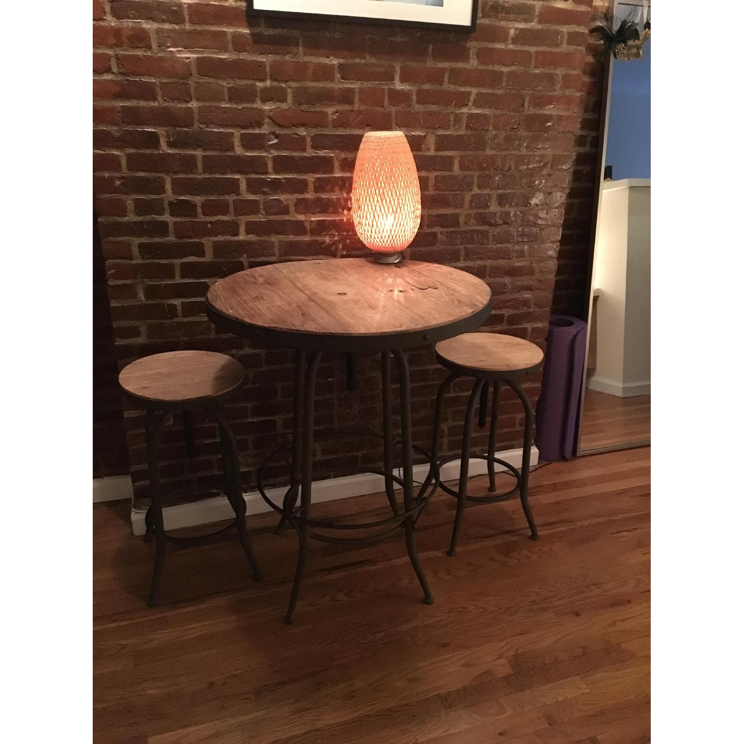 Arhaus Kensington Round Adjustable Height Bar Table w/ 2 Stools - image-2