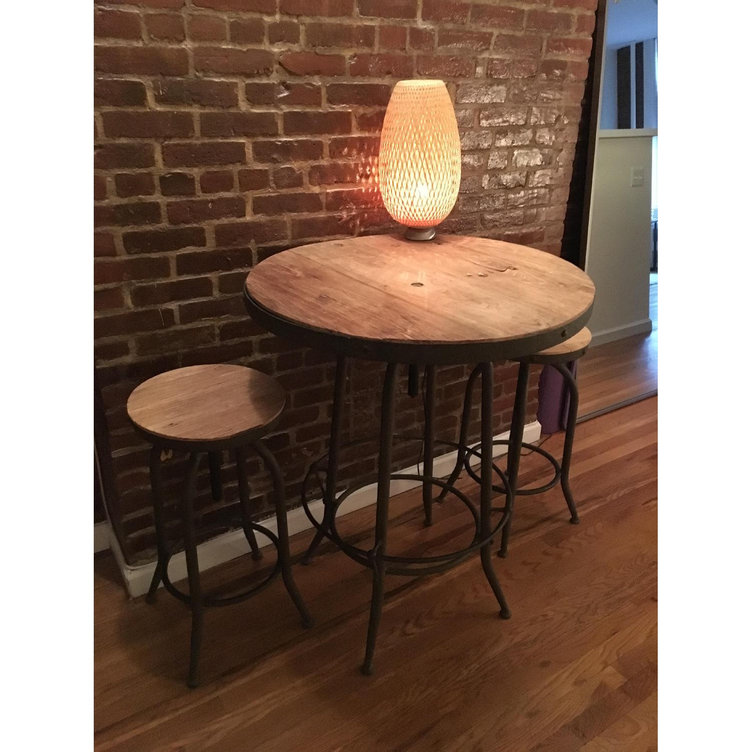 Arhaus Kensington Round Adjustable Height Bar Table w/ 2 Stools - image-3