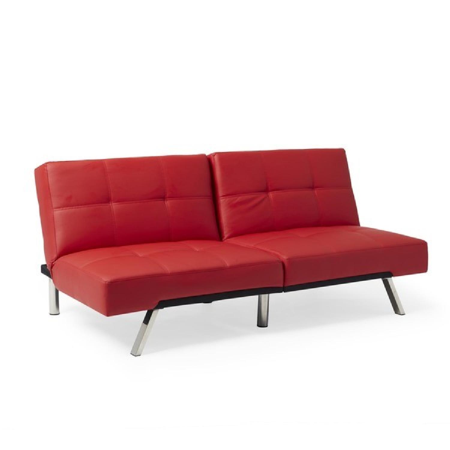 Abbyson Aspen Red Bonded Leather Futon Sleeper Sofa - image-2