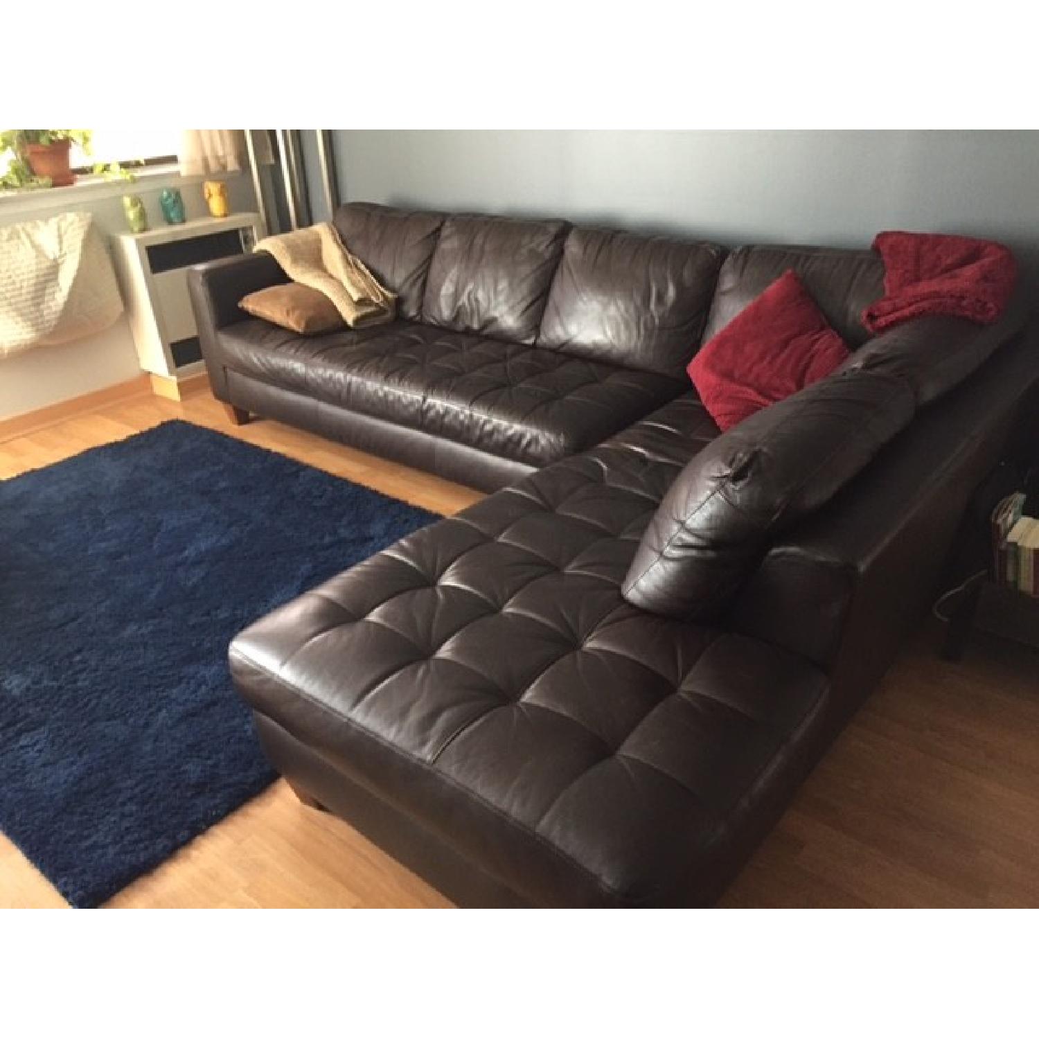 Macy's Leather Sectional Sofa - image-1