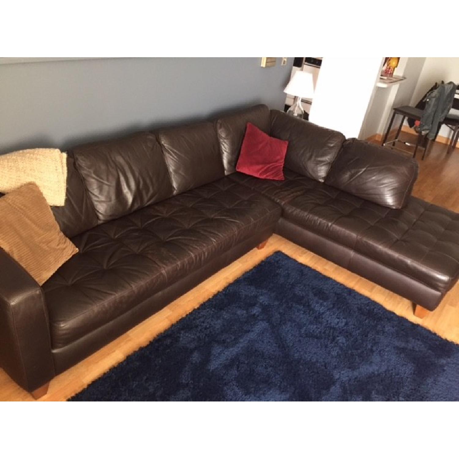 Macy's Leather Sectional Sofa - image-2