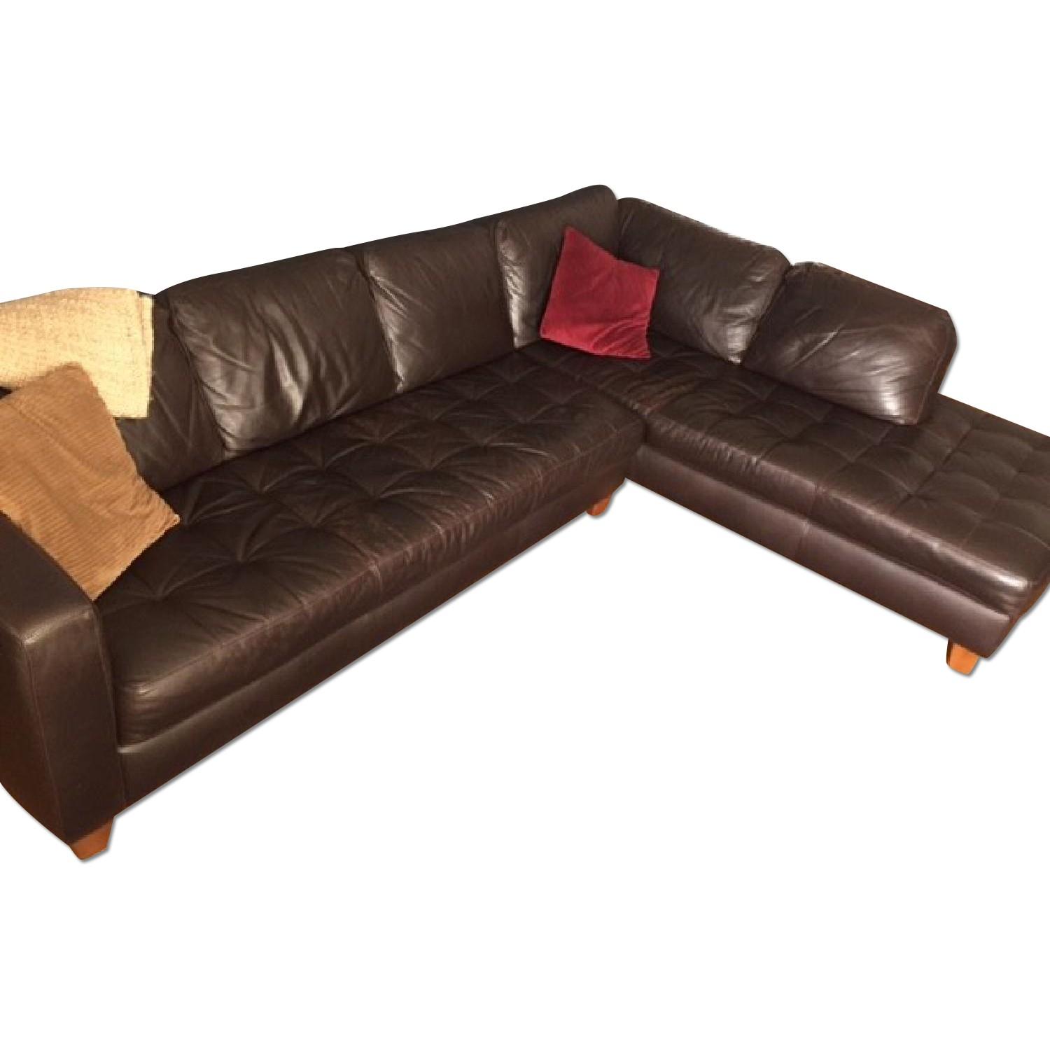 Macy's Leather Sectional Sofa - image-0