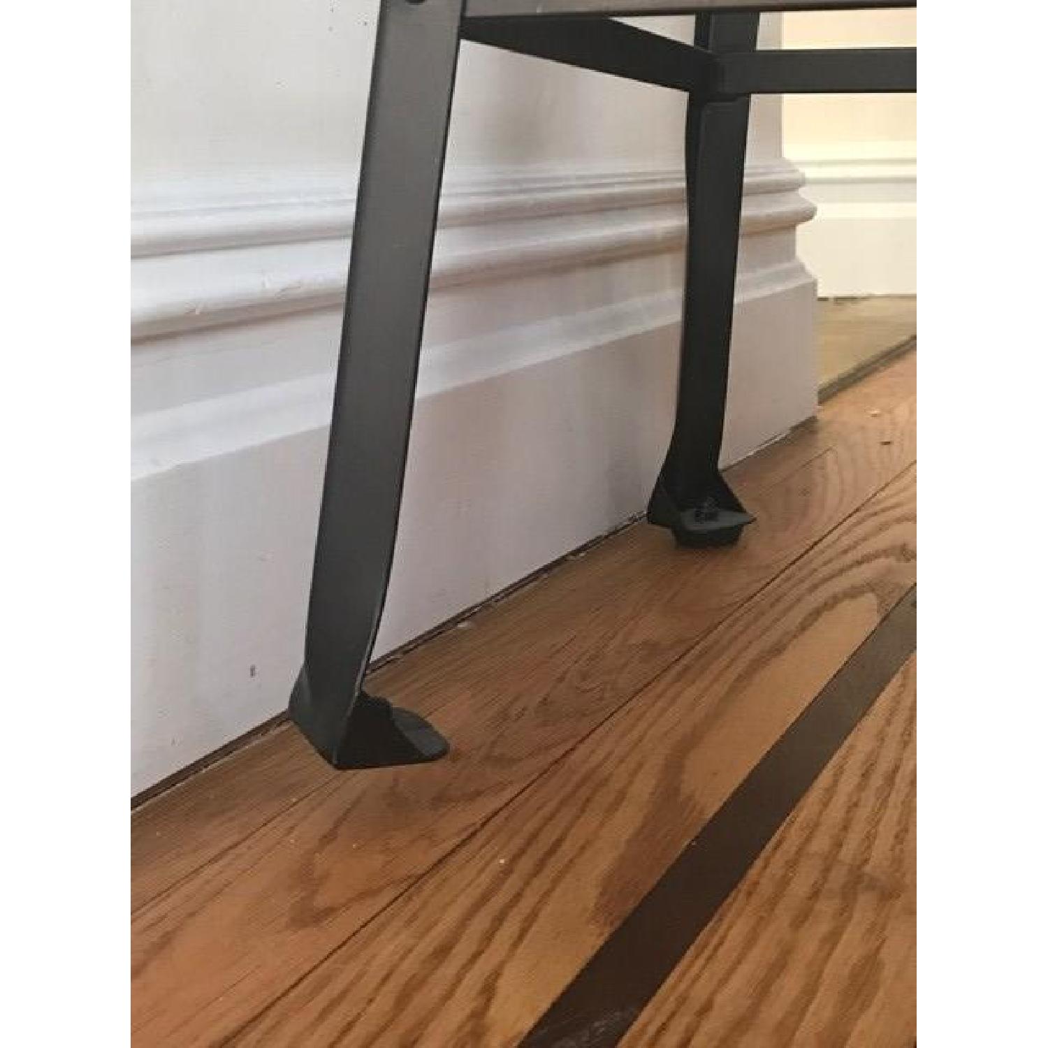 Pottery Barn Bar Stools w/ Wood Seat & Black Iron Legs AptDeco