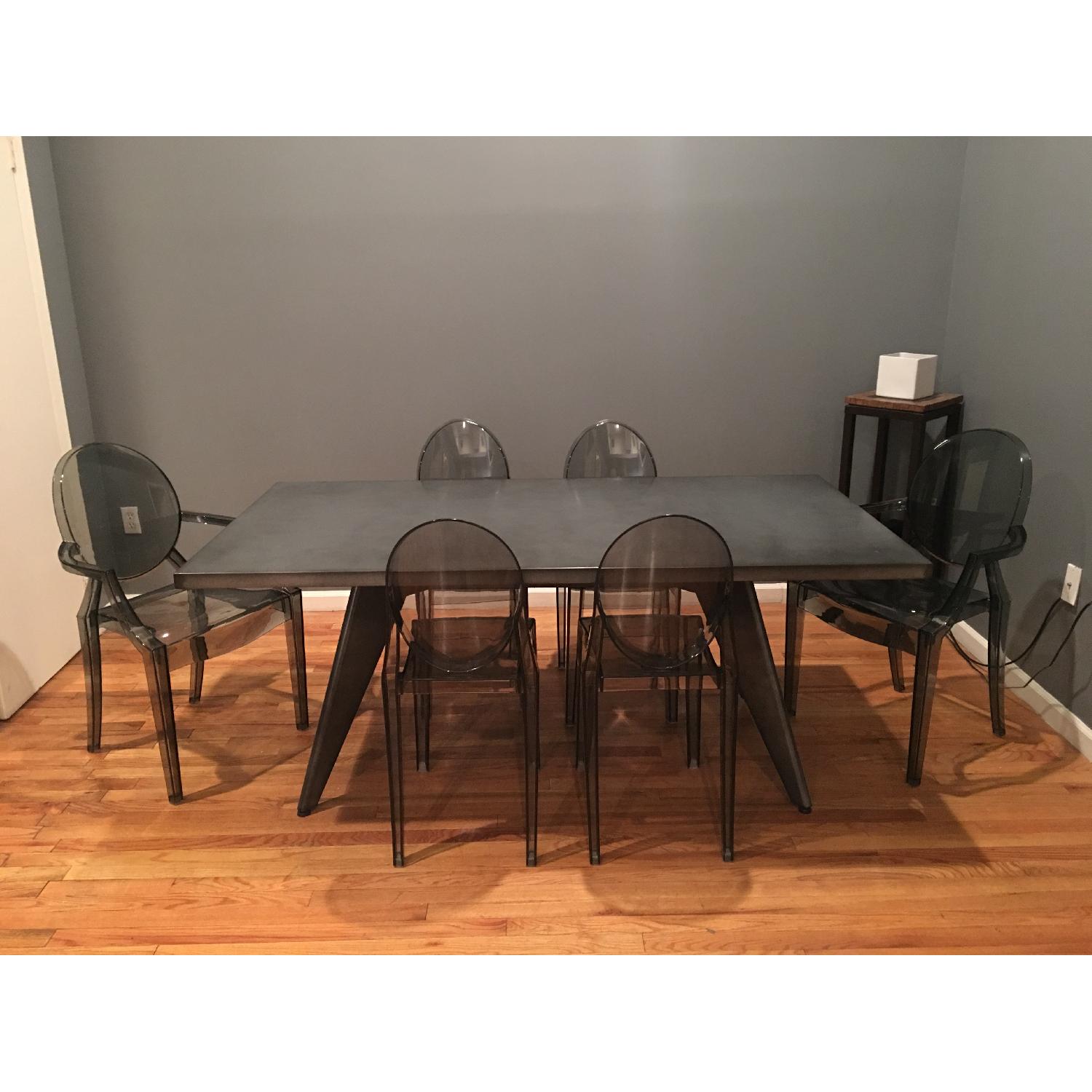 Modern Steel Aluminum Brushed Dining Table - image-3