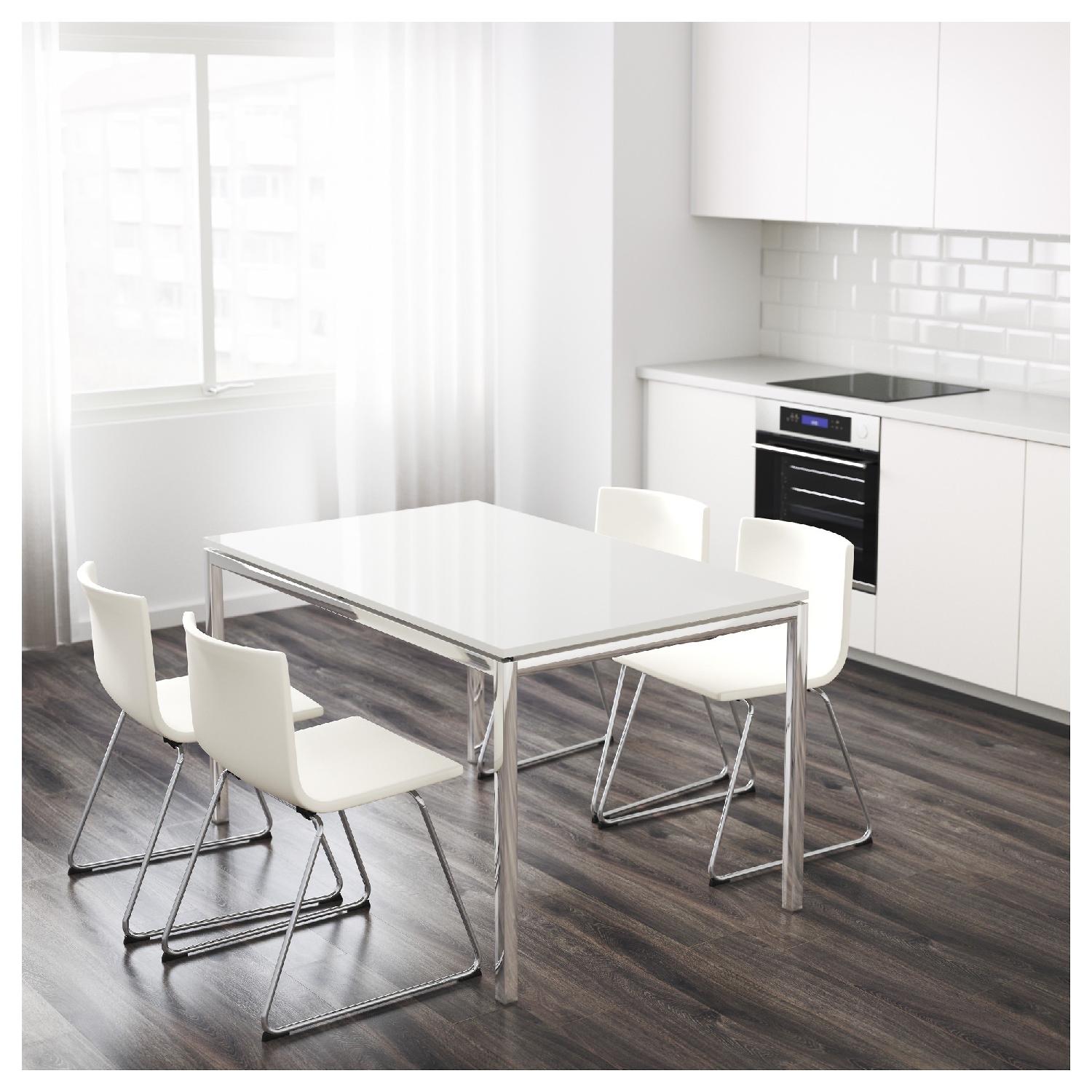 Ikea Torsby Chrome Plated Table in High Gloss White - image-1