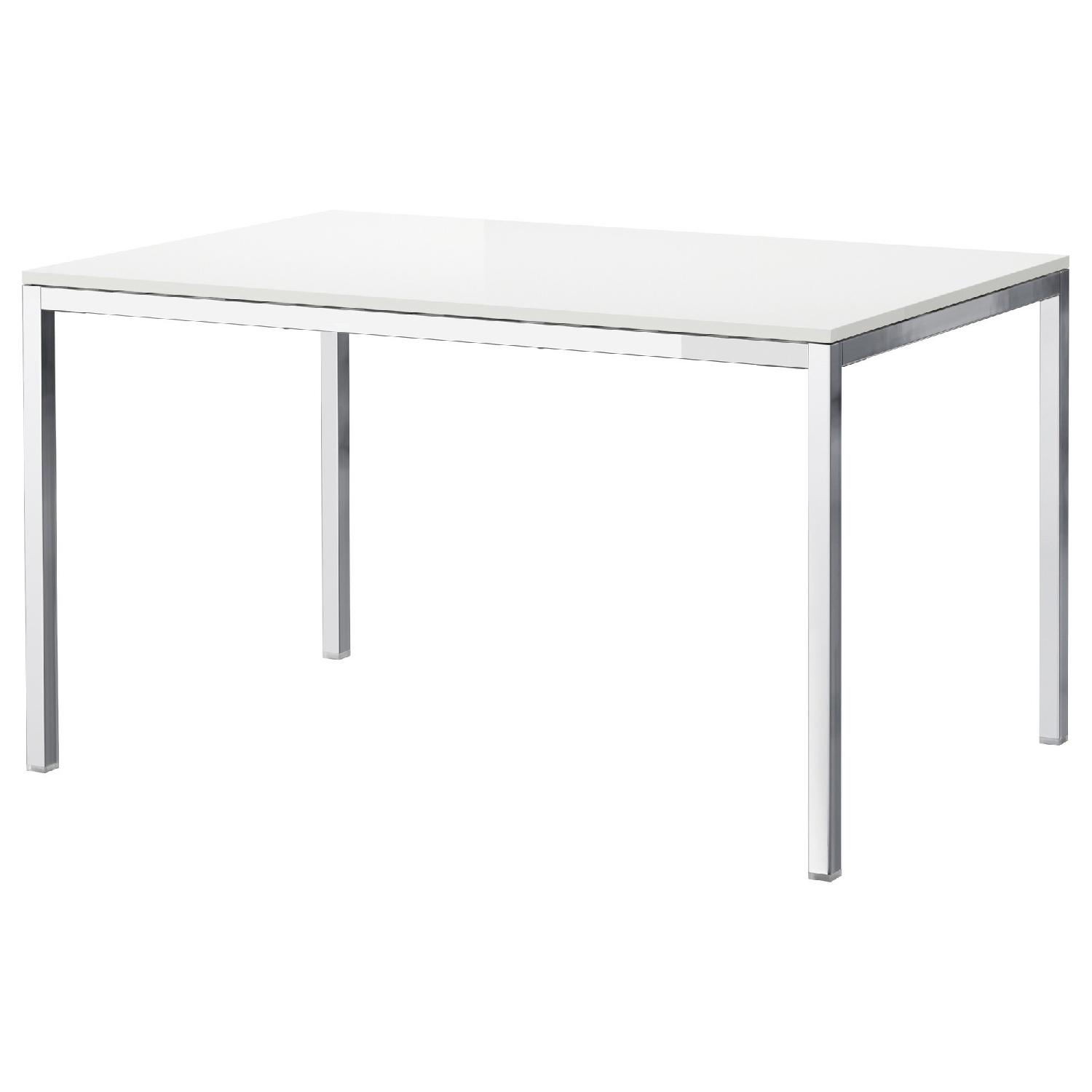 Ikea Torsby Chrome Plated Table in High Gloss White - image-0