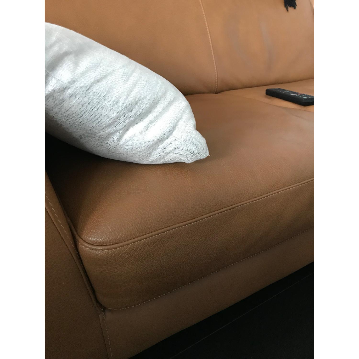 Bloomingdale's Camel Leather Sectional Sofa - image-5