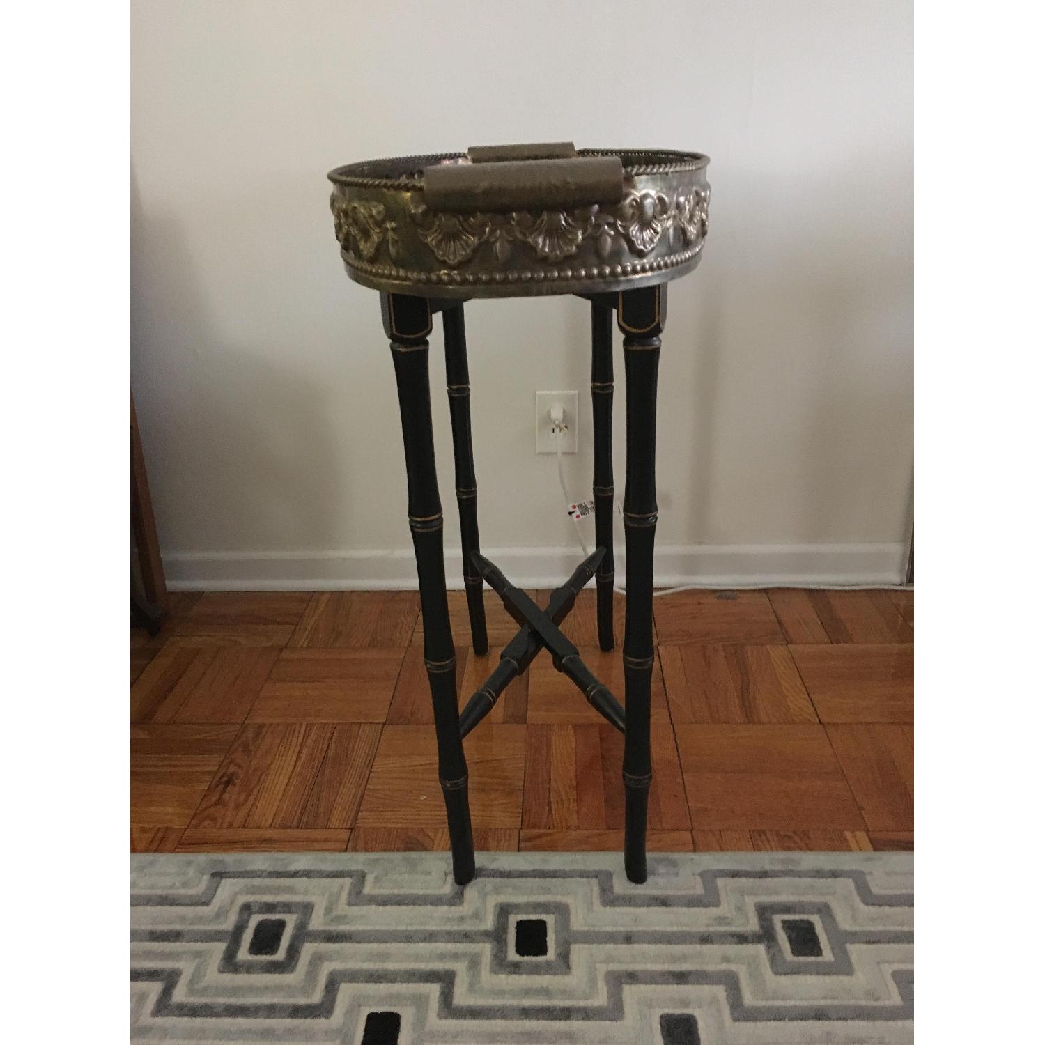 Antique Metal Decorative Tray Side Table - image-3