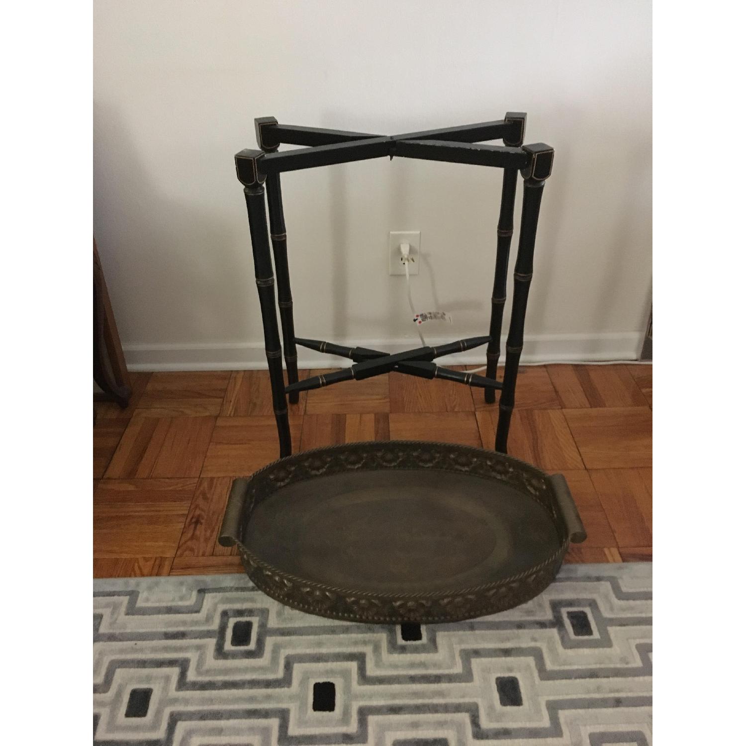 Antique Metal Decorative Tray Side Table - image-4