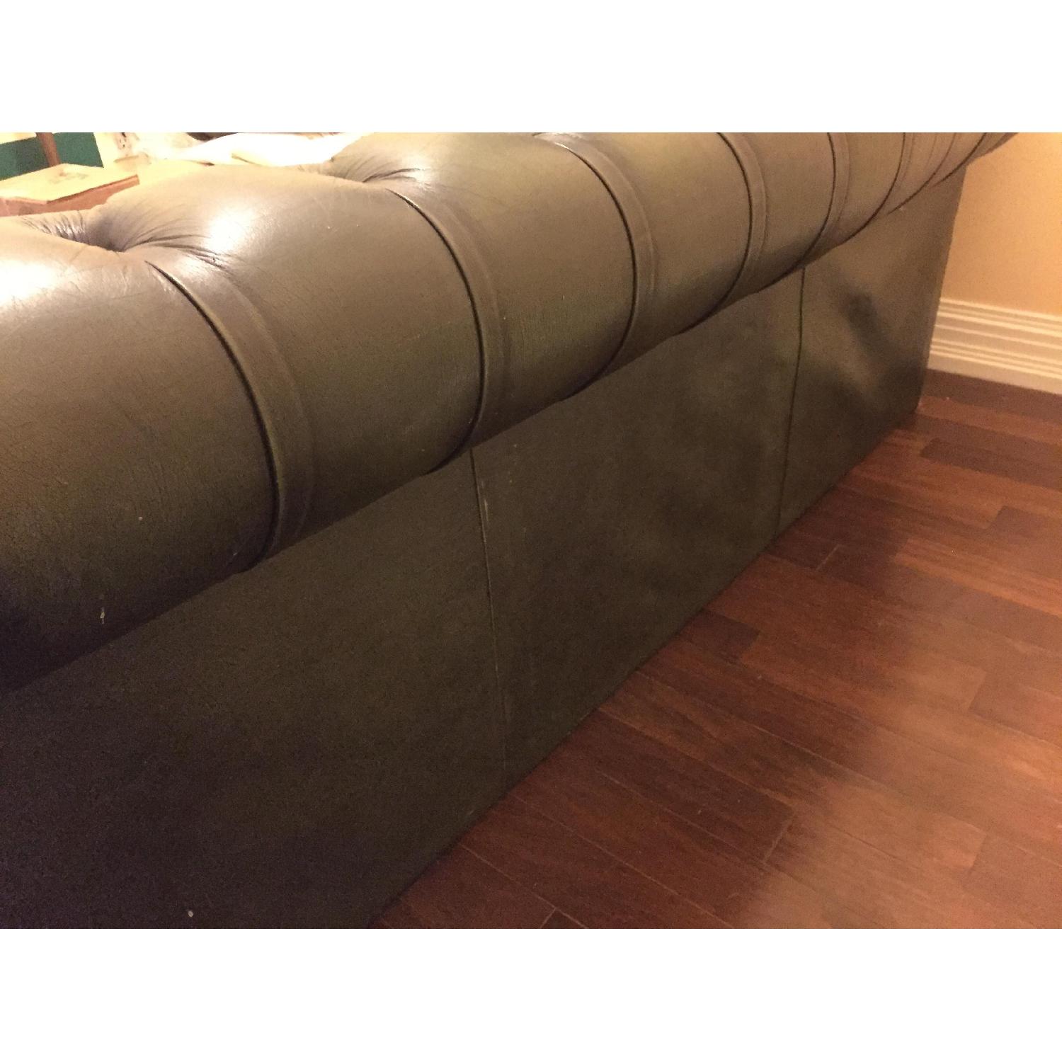 Antique Chesterfield Green Leather Sofa - image-4