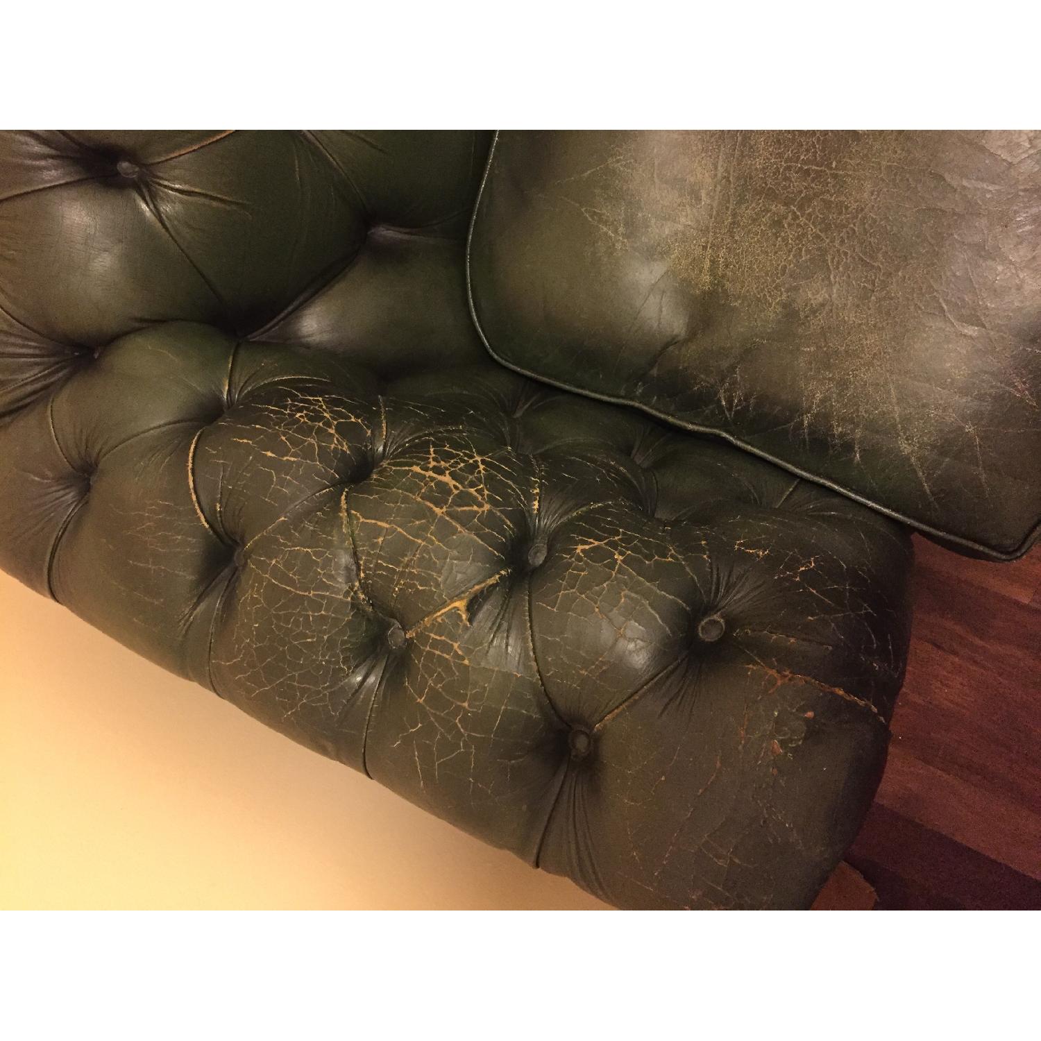 Antique Chesterfield Green Leather Sofa - image-5