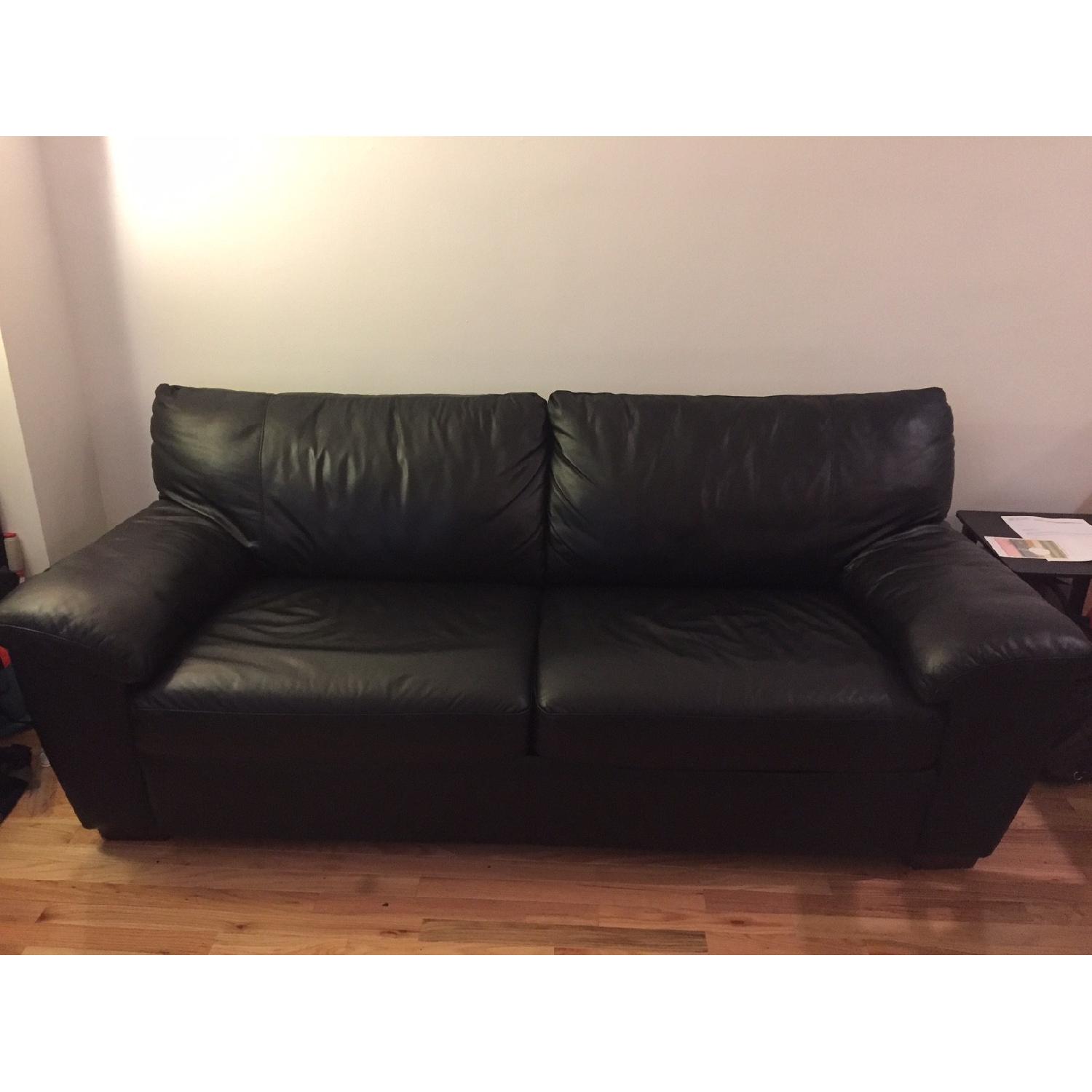 Ikea Black Leather Sleeper Sofa - image-1