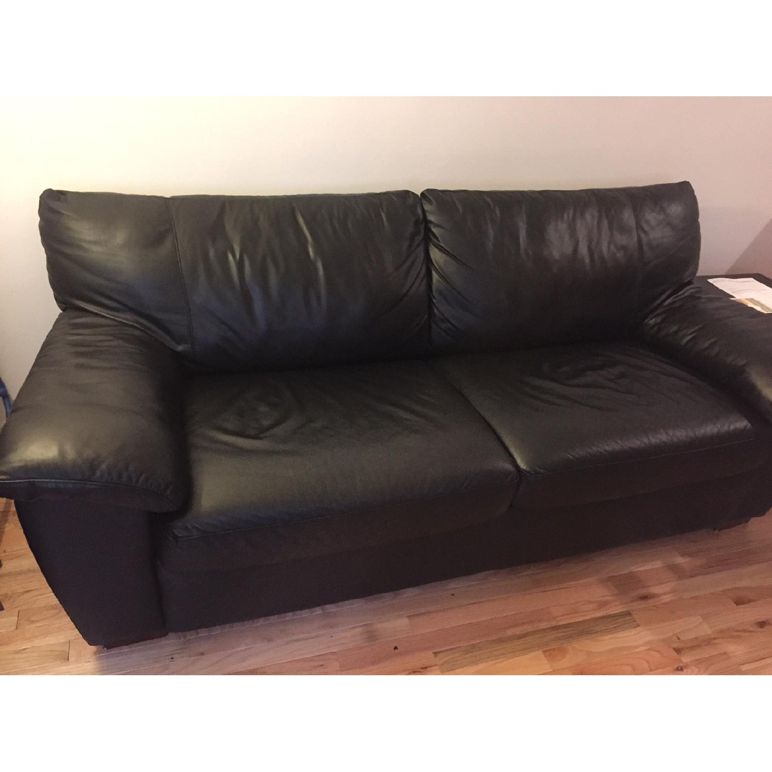 Ikea Black Leather Sleeper Sofa - image-2