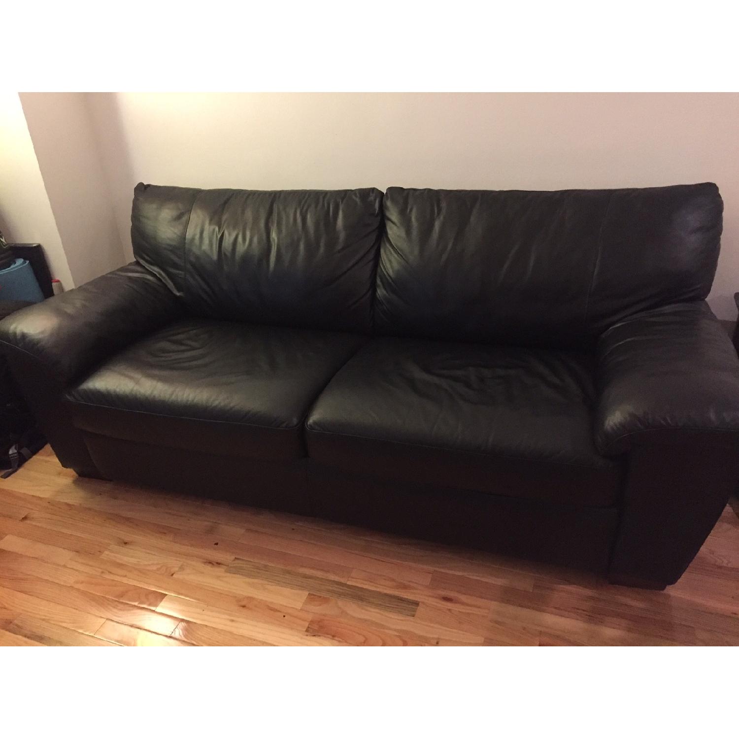 Ikea Black Leather Sleeper Sofa - image-3