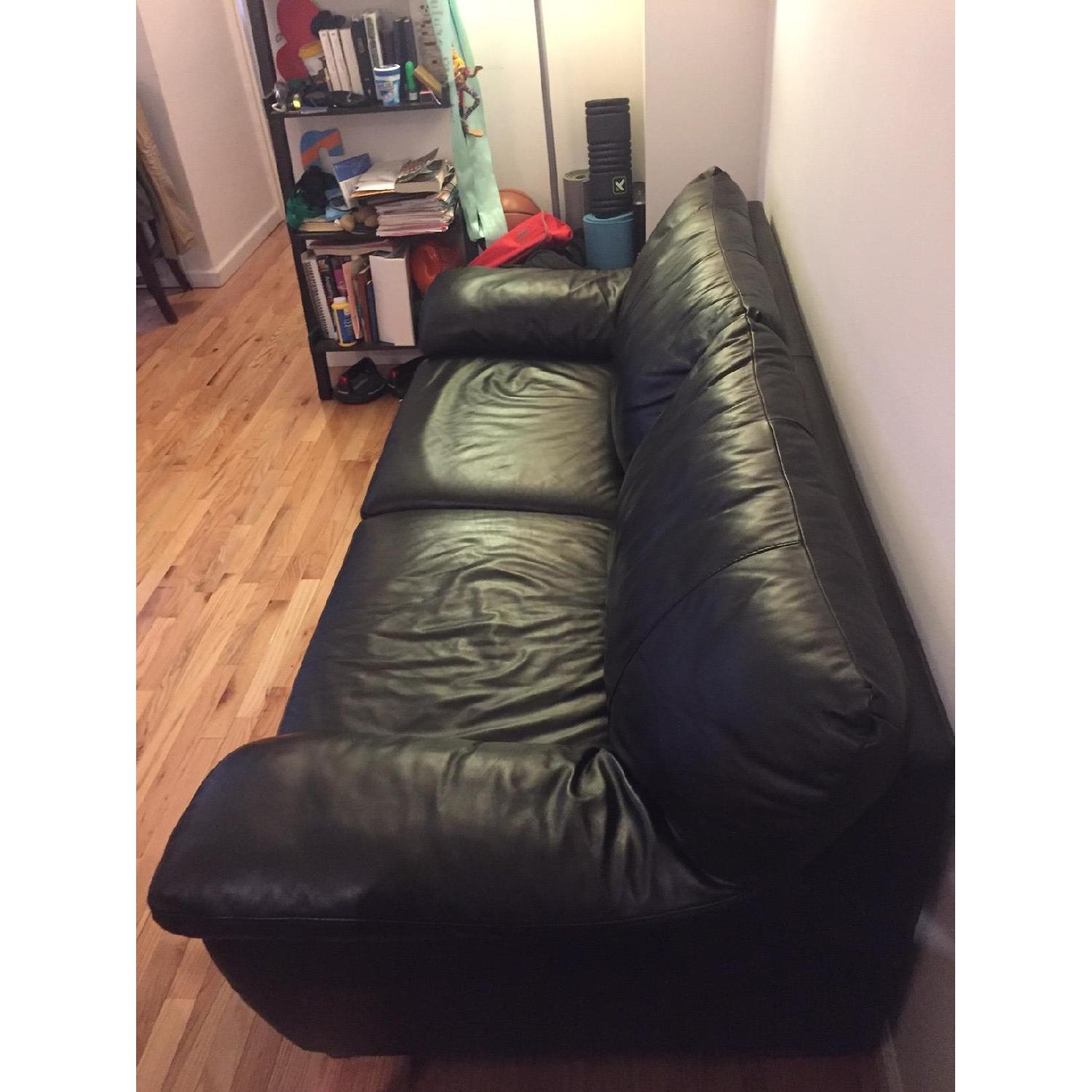 Ikea Black Leather Sleeper Sofa - image-4