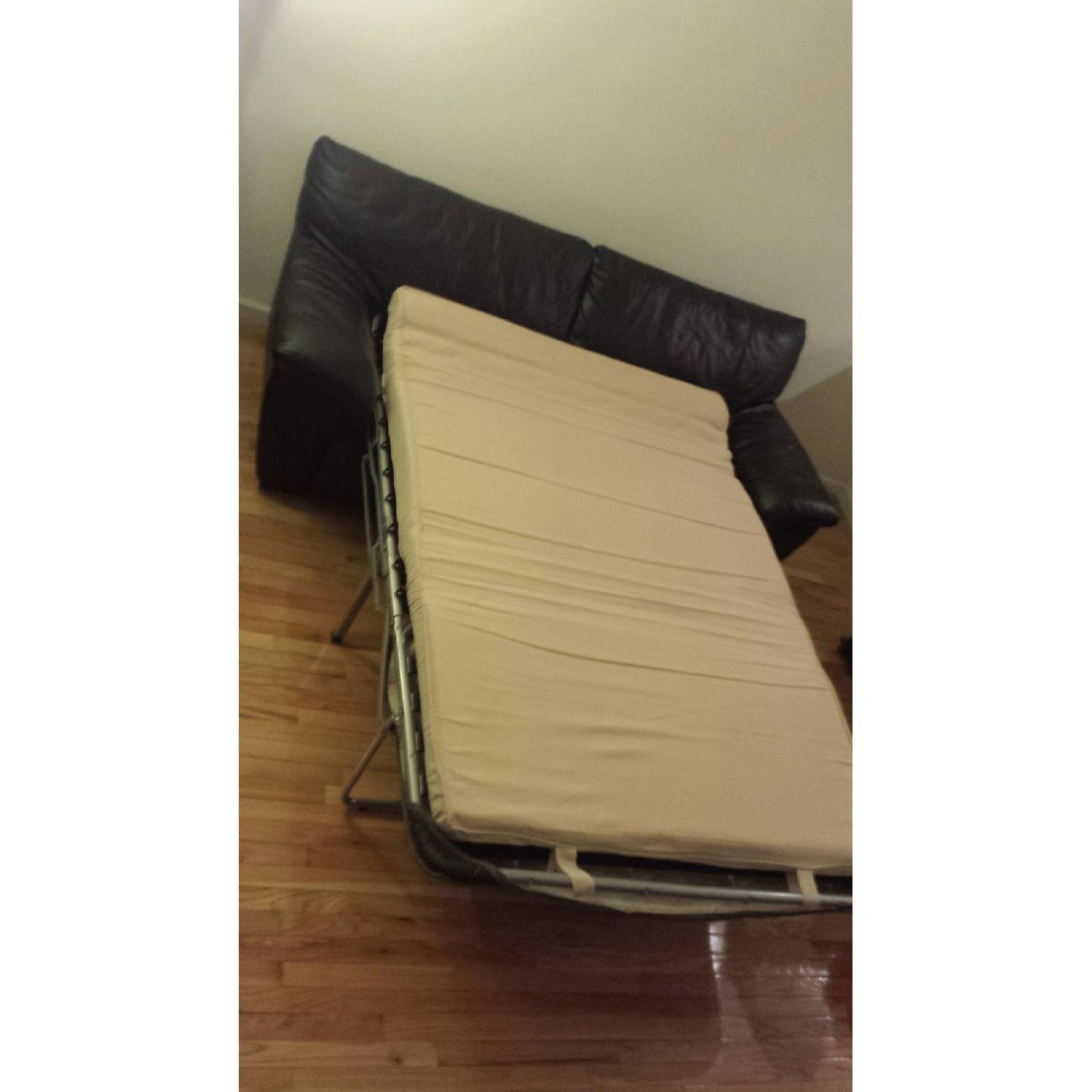 Ikea Black Leather Sleeper Sofa - image-5