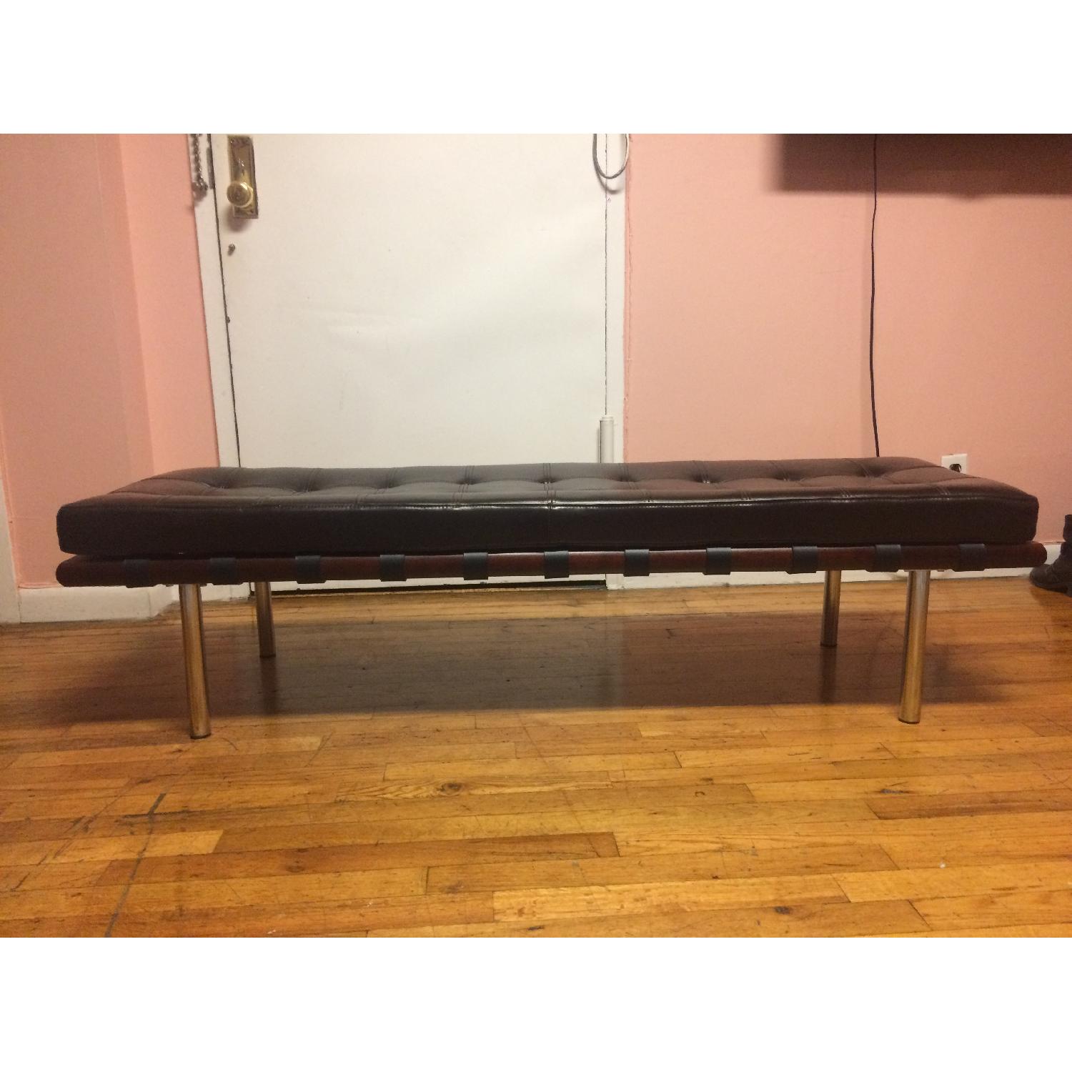 Andalucia Large Dark Brown Leather Bench - image-1