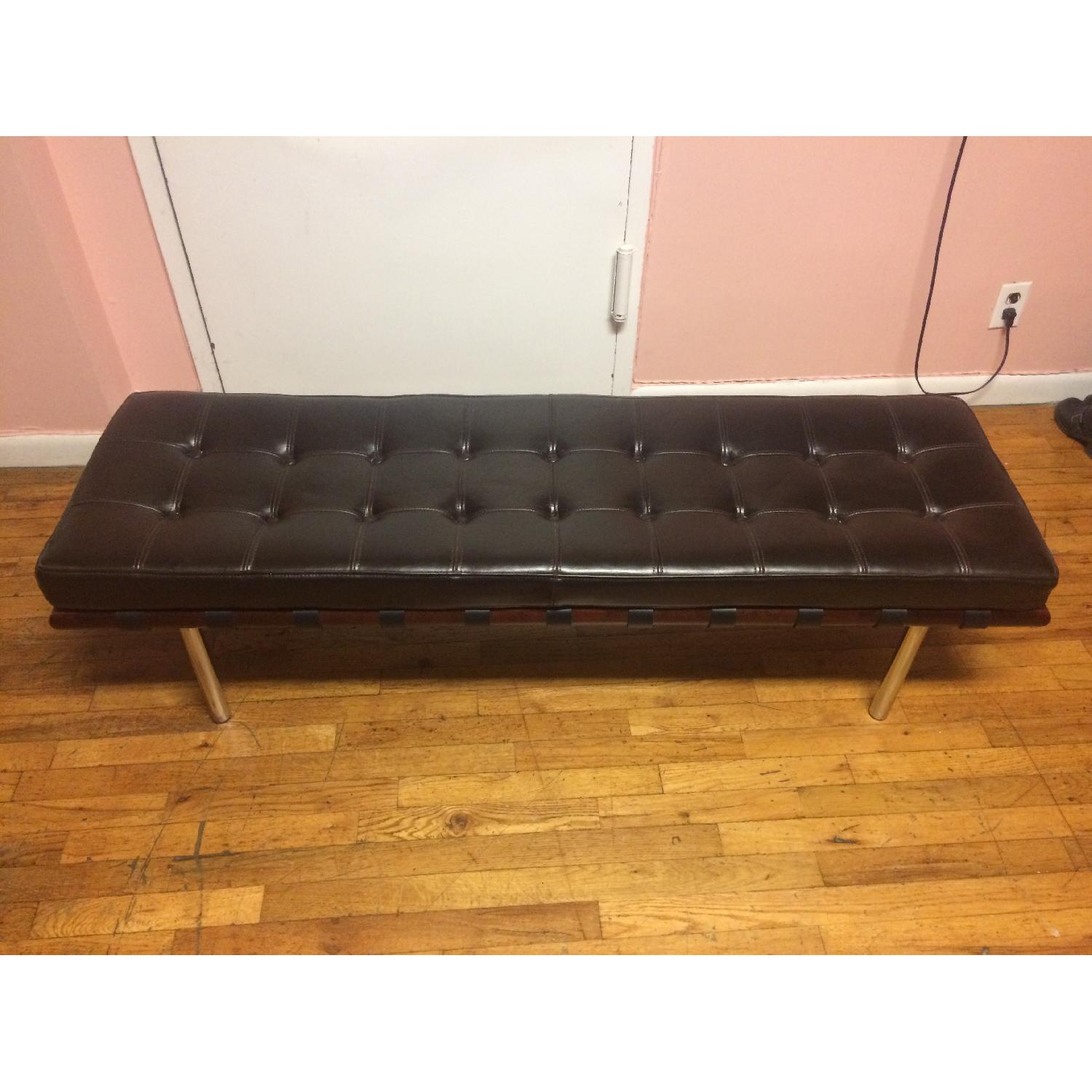 Andalucia Large Dark Brown Leather Bench - image-2