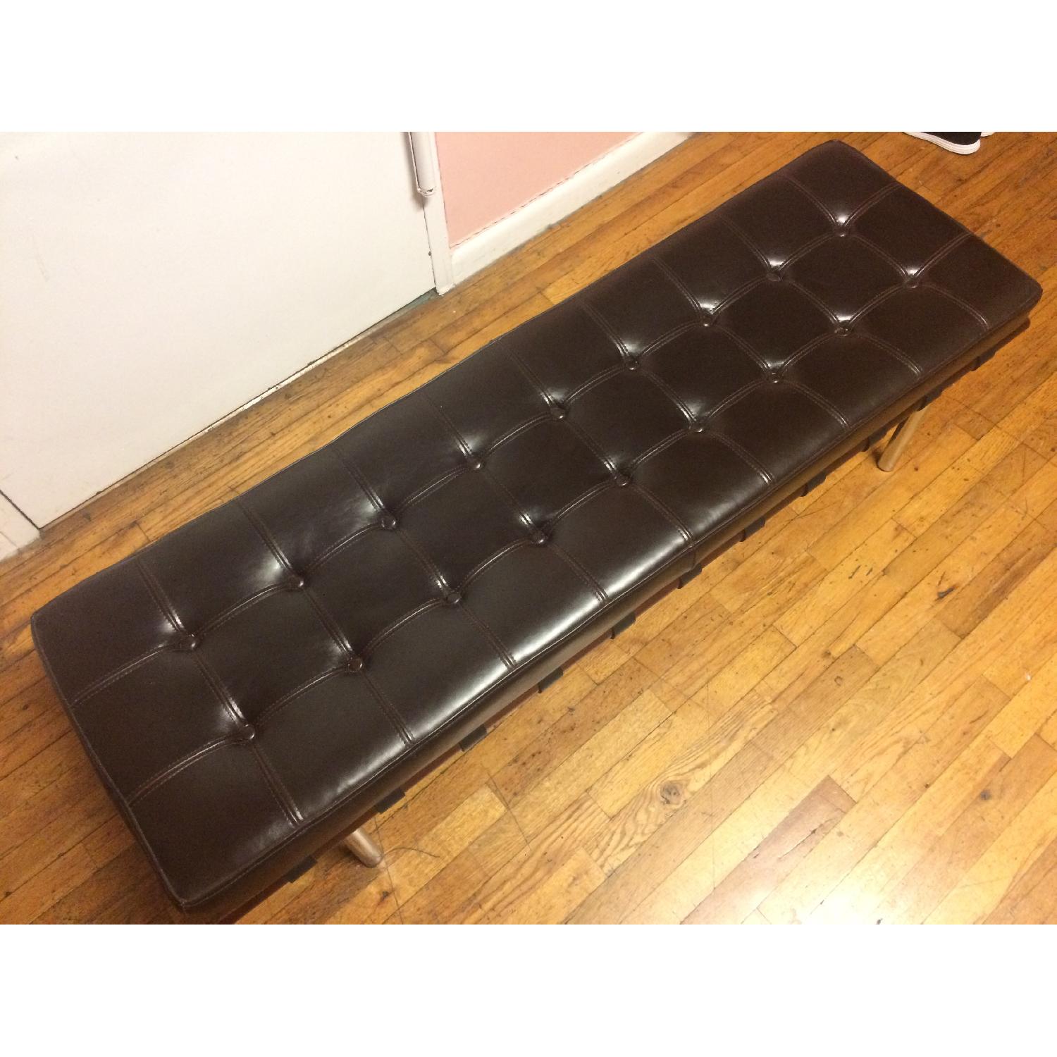 Andalucia Large Dark Brown Leather Bench - image-3
