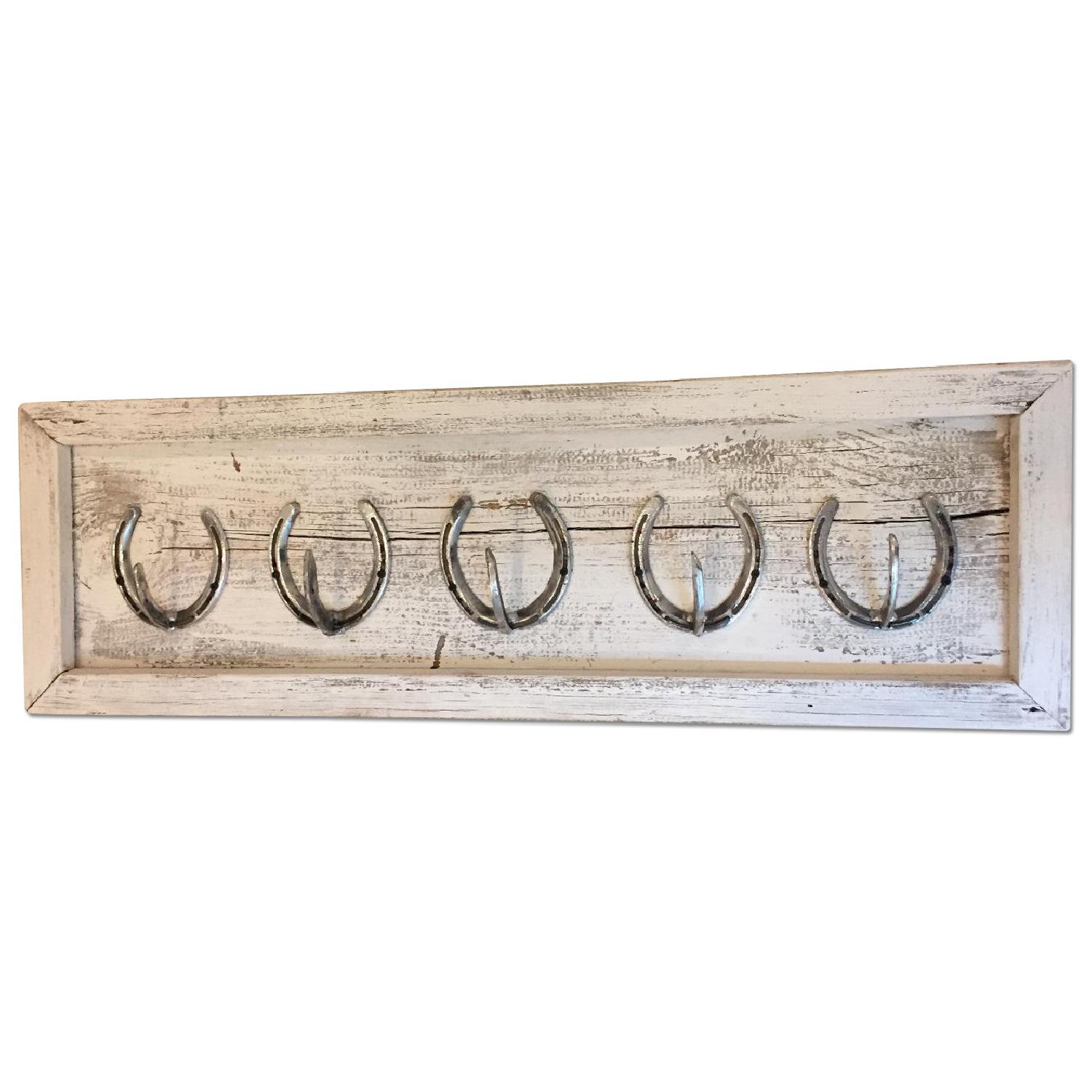 Distressed Wood and Horseshoe Coat Rack - AptDeco