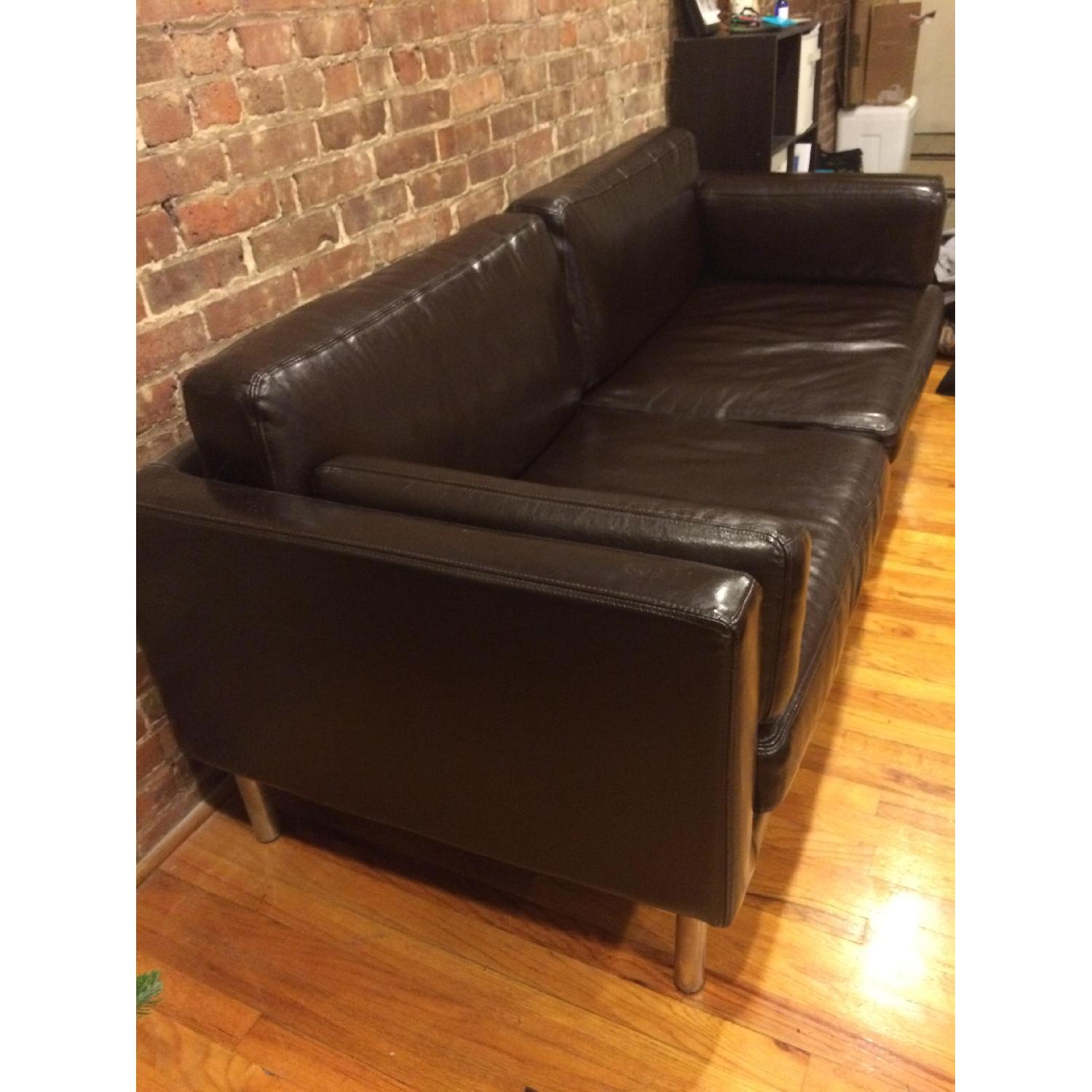 Ikea Dark Brown Faux Leather Couch - image-3