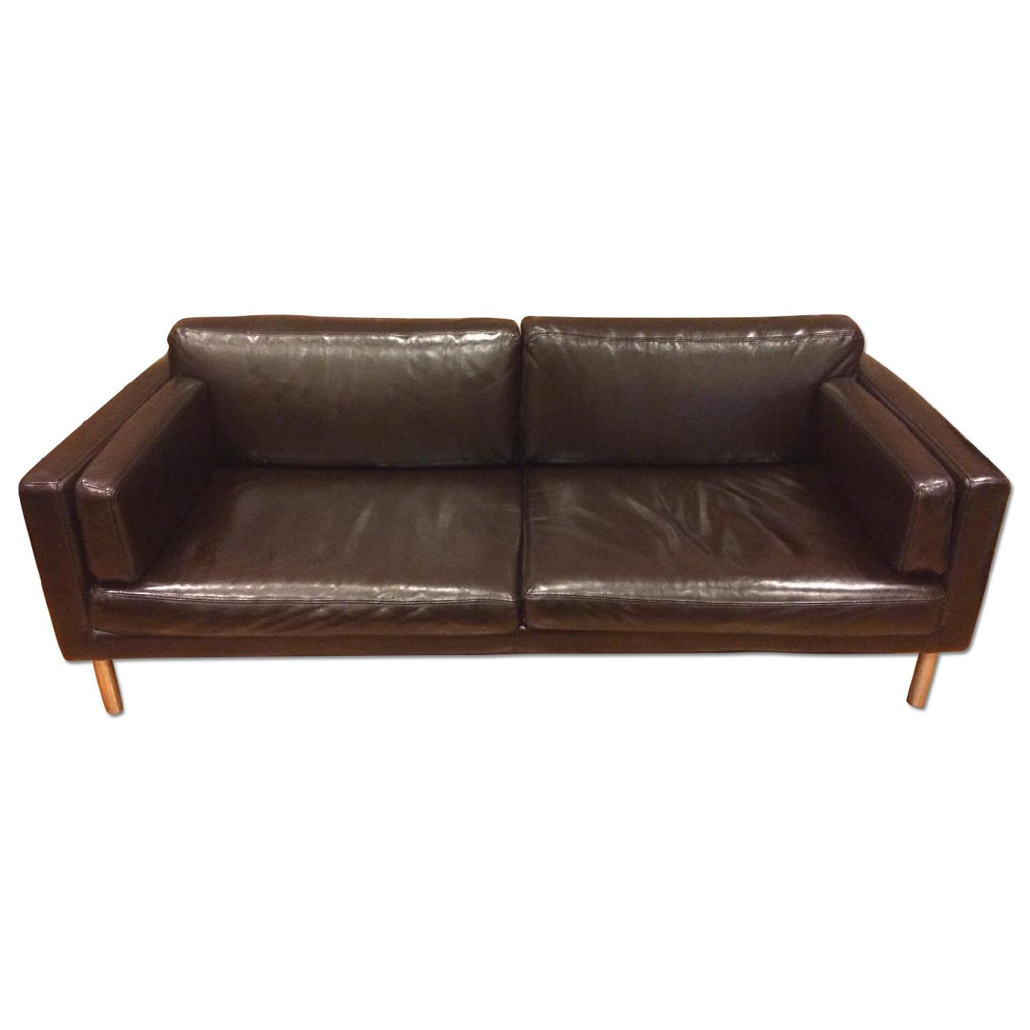 Ikea Dark Brown Faux Leather Couch - image-0