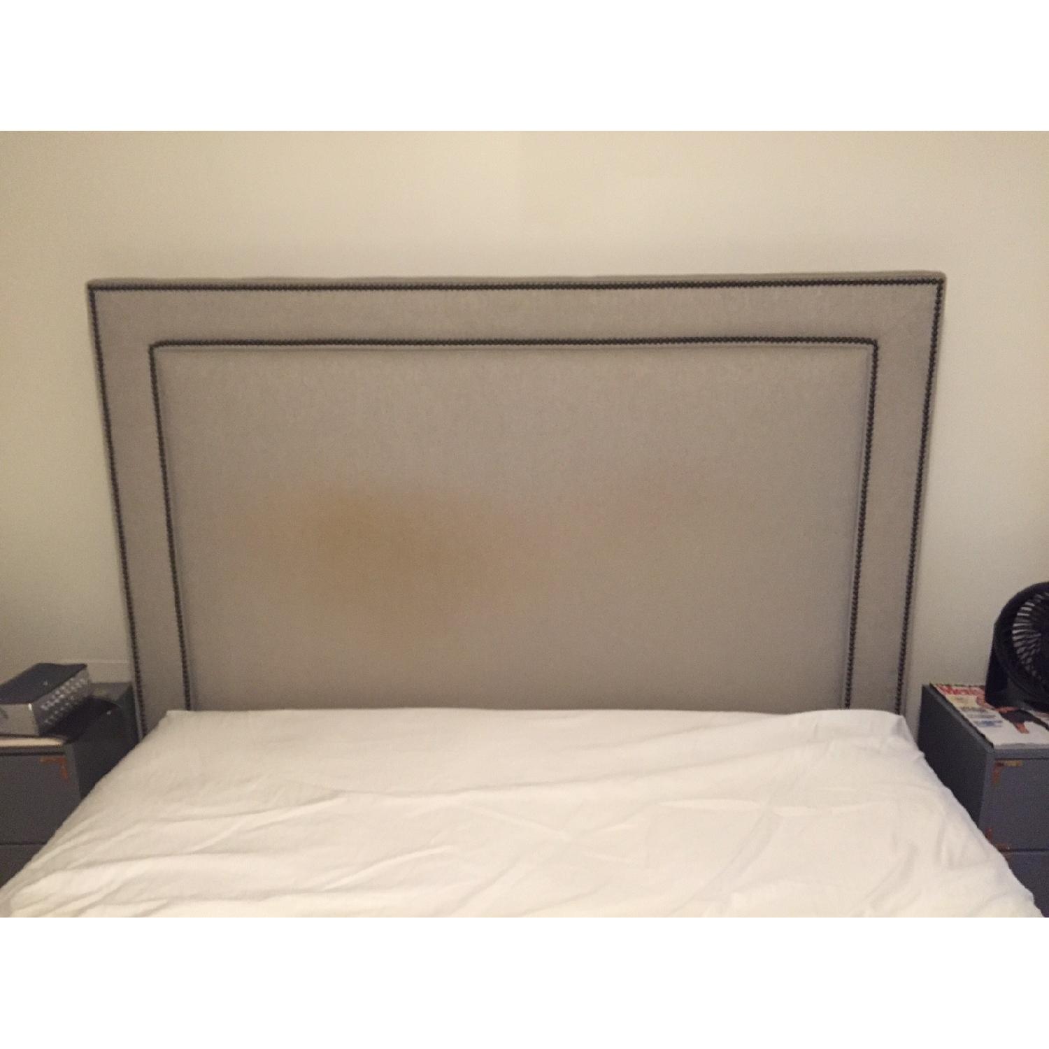 Ethan Allen Queen Nailhead Upholstered Headboard AptDeco