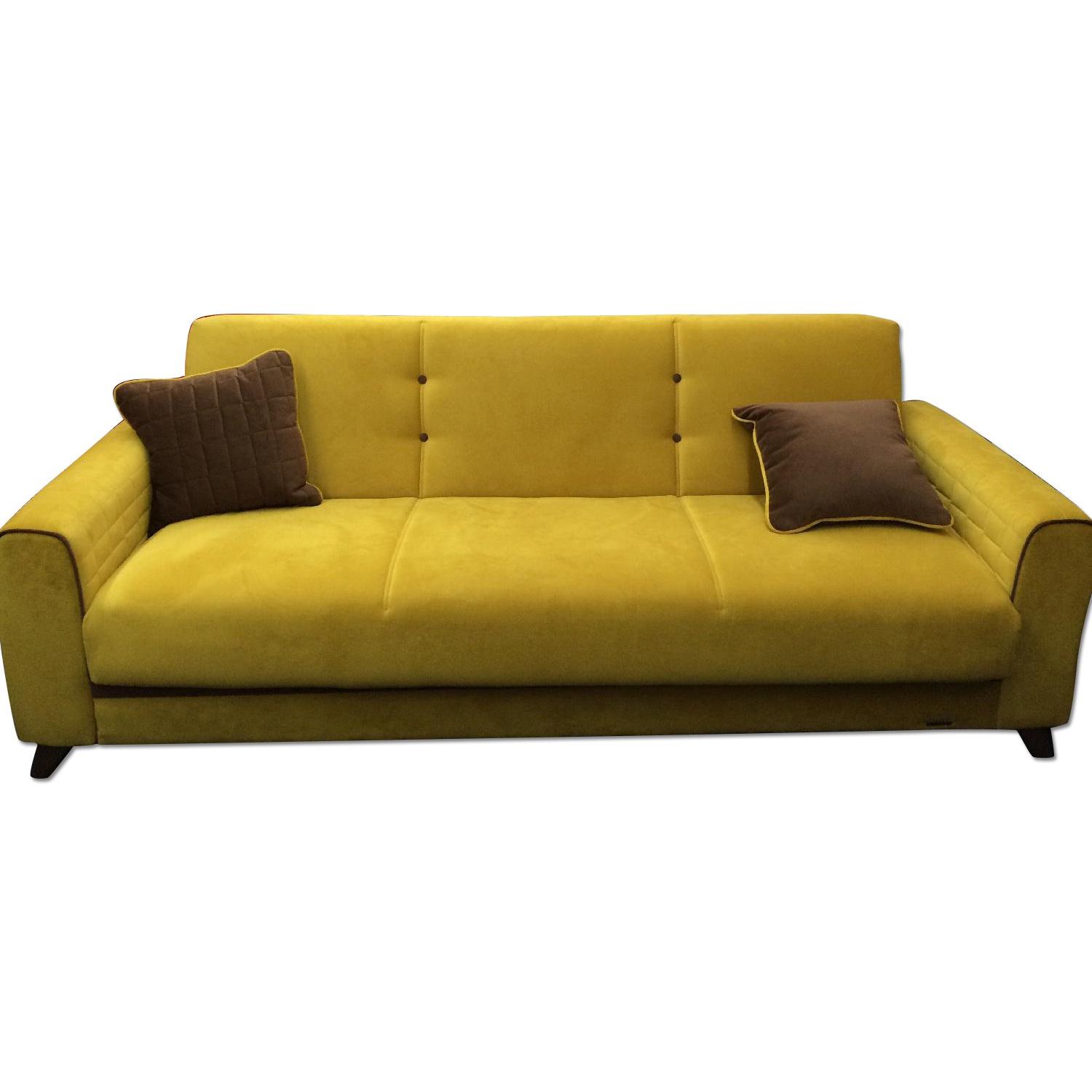 Istikbal Yellow Sleeper Sofa w/ Storage AptDeco