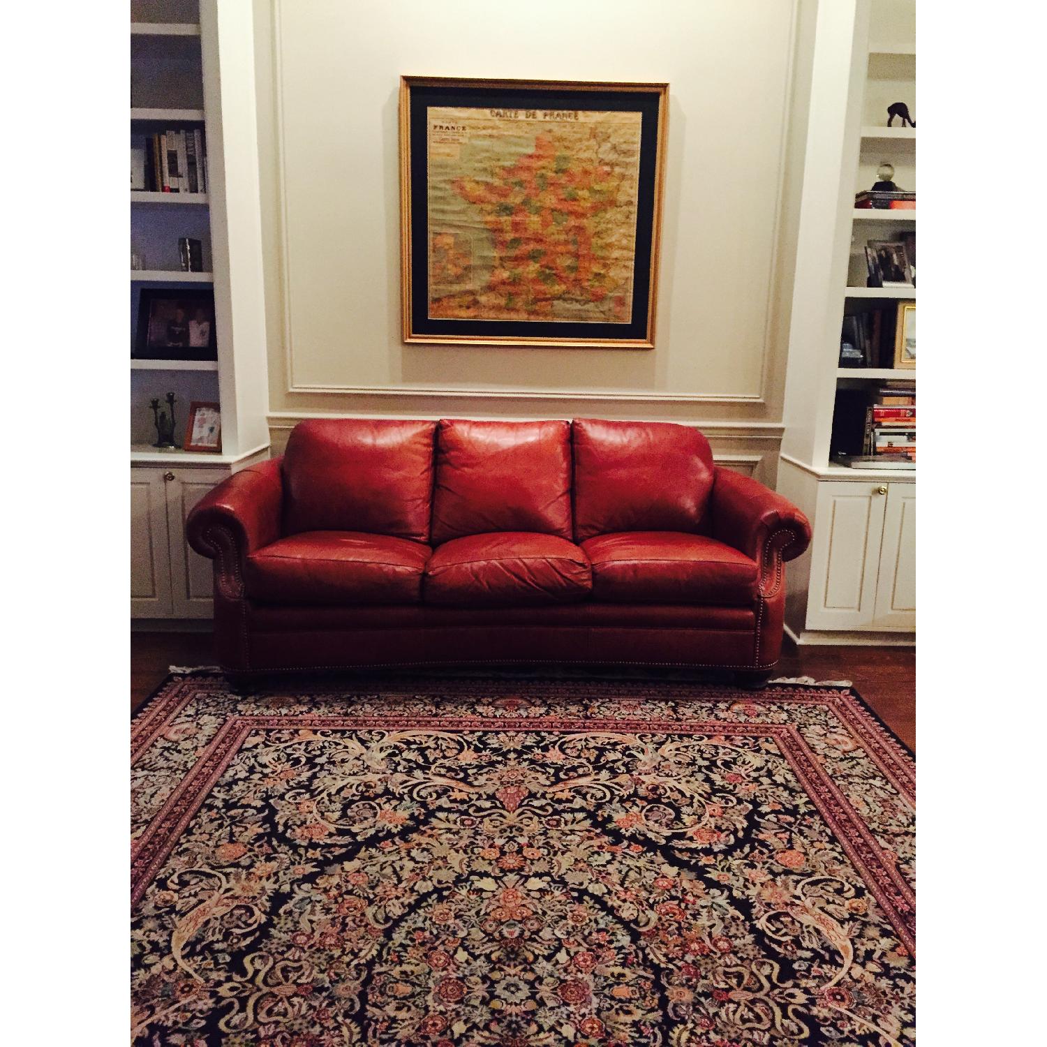 Red Leather 3 Seater Sofa - image-1