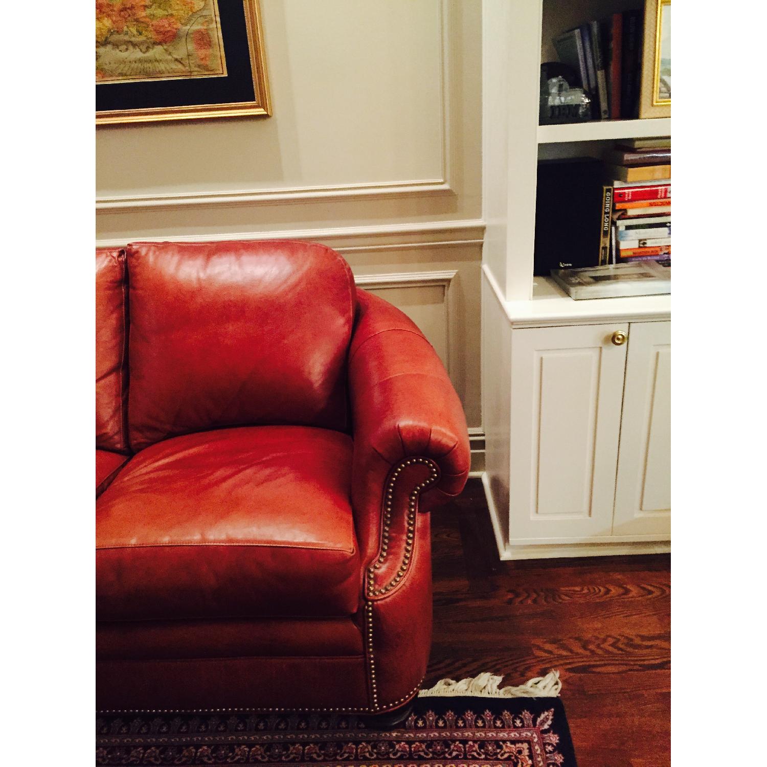 Red Leather 3 Seater Sofa - image-2