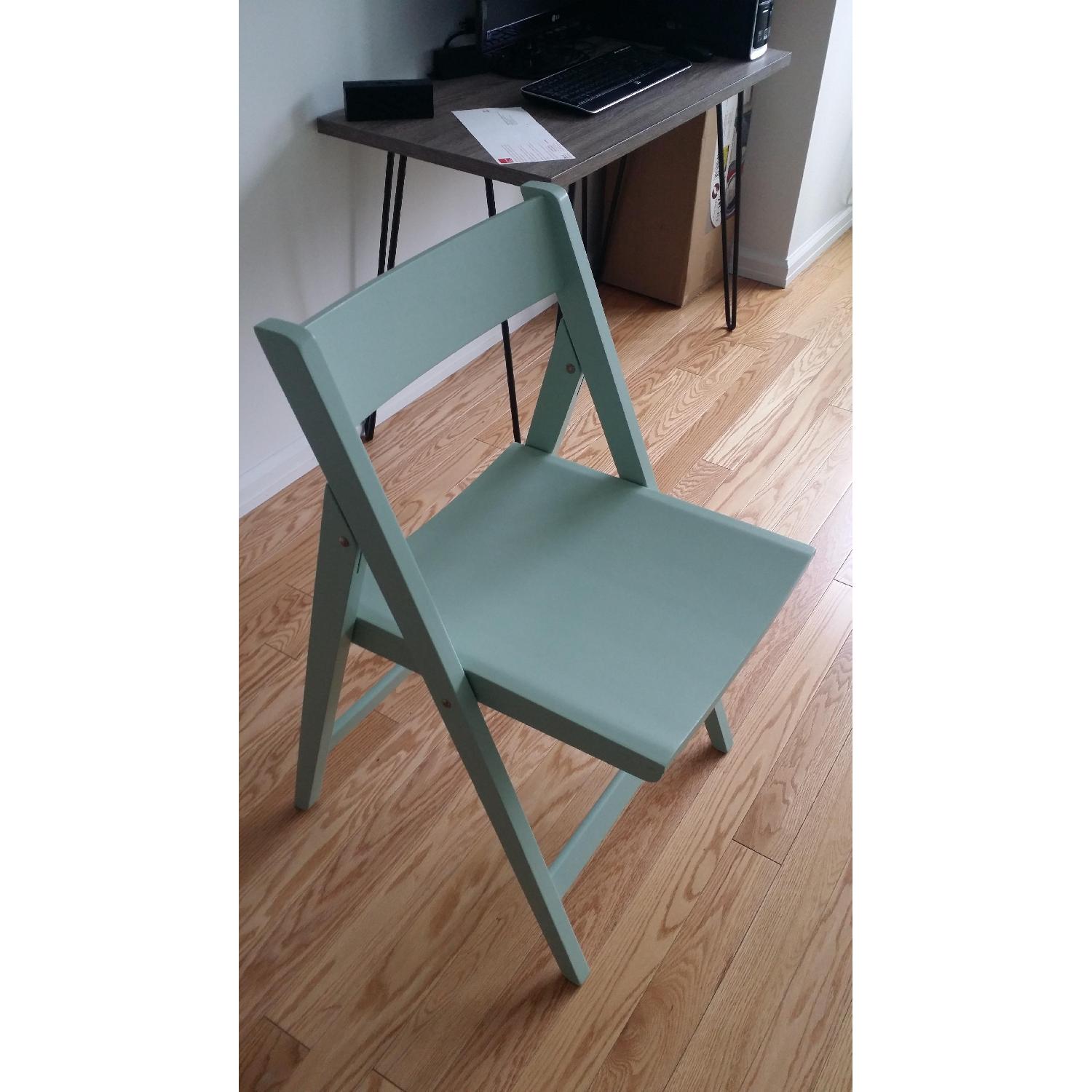 Crate & Barrel Spare Mint Folding Chairs - Set of 2 - image-1