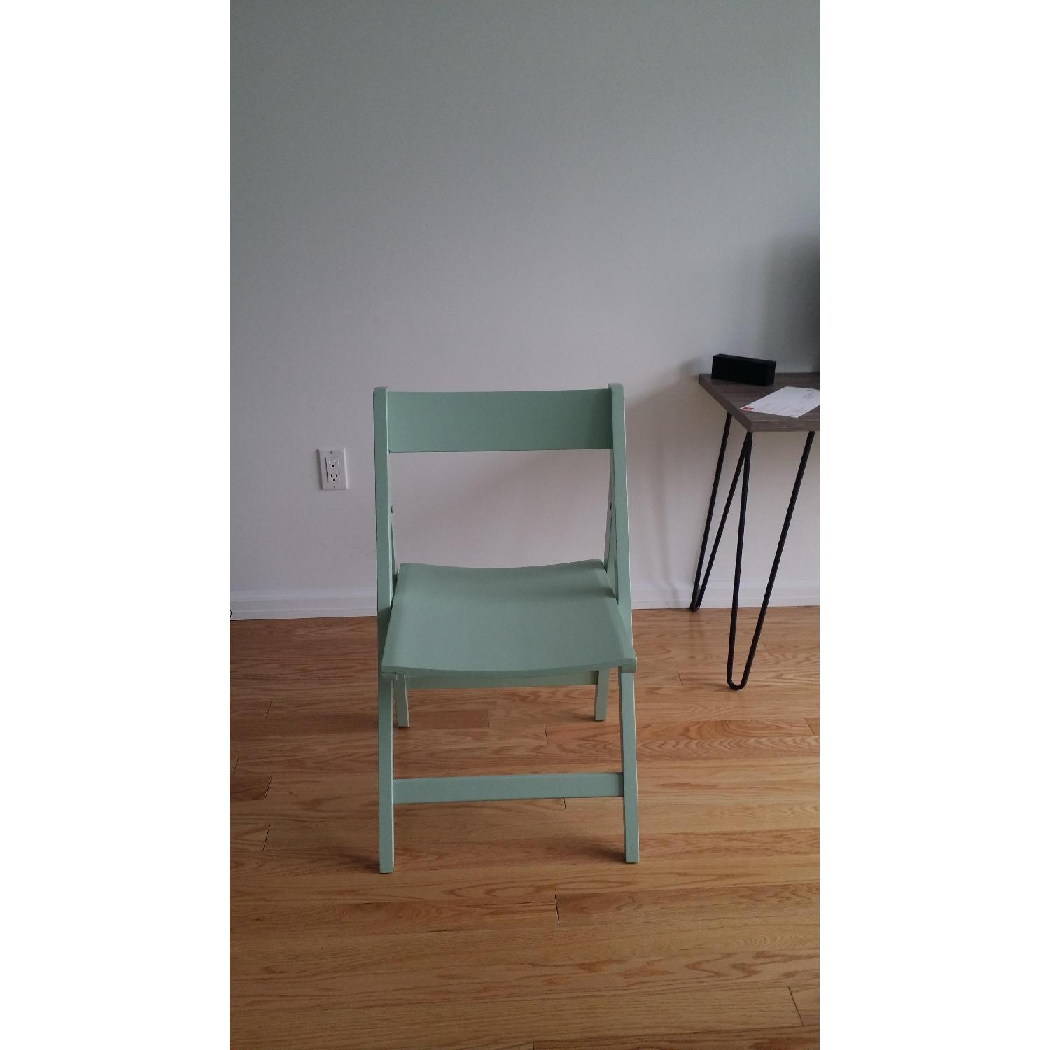 Crate & Barrel Spare Mint Folding Chairs - Set of 2 - image-2