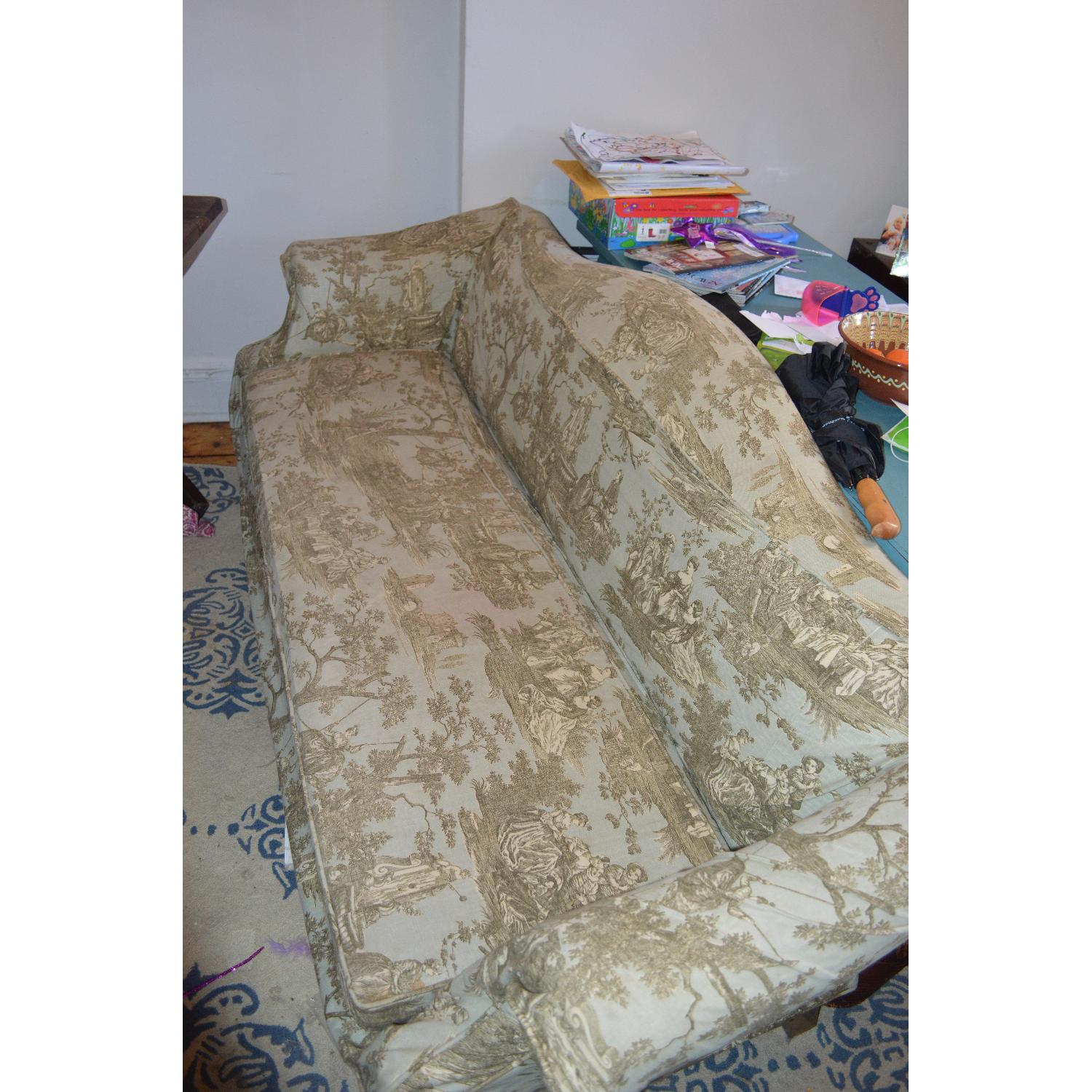 Vintage Shabby Chic Toile Slipcover Couch - image-2