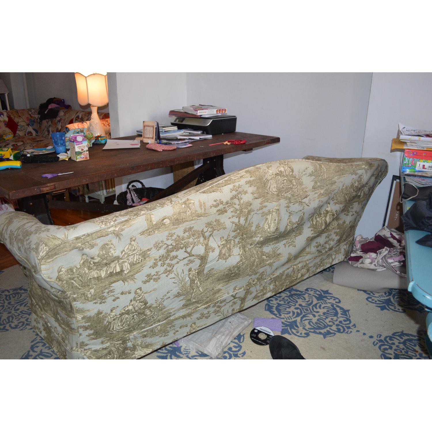 Vintage Shabby Chic Toile Slipcover Couch - image-4