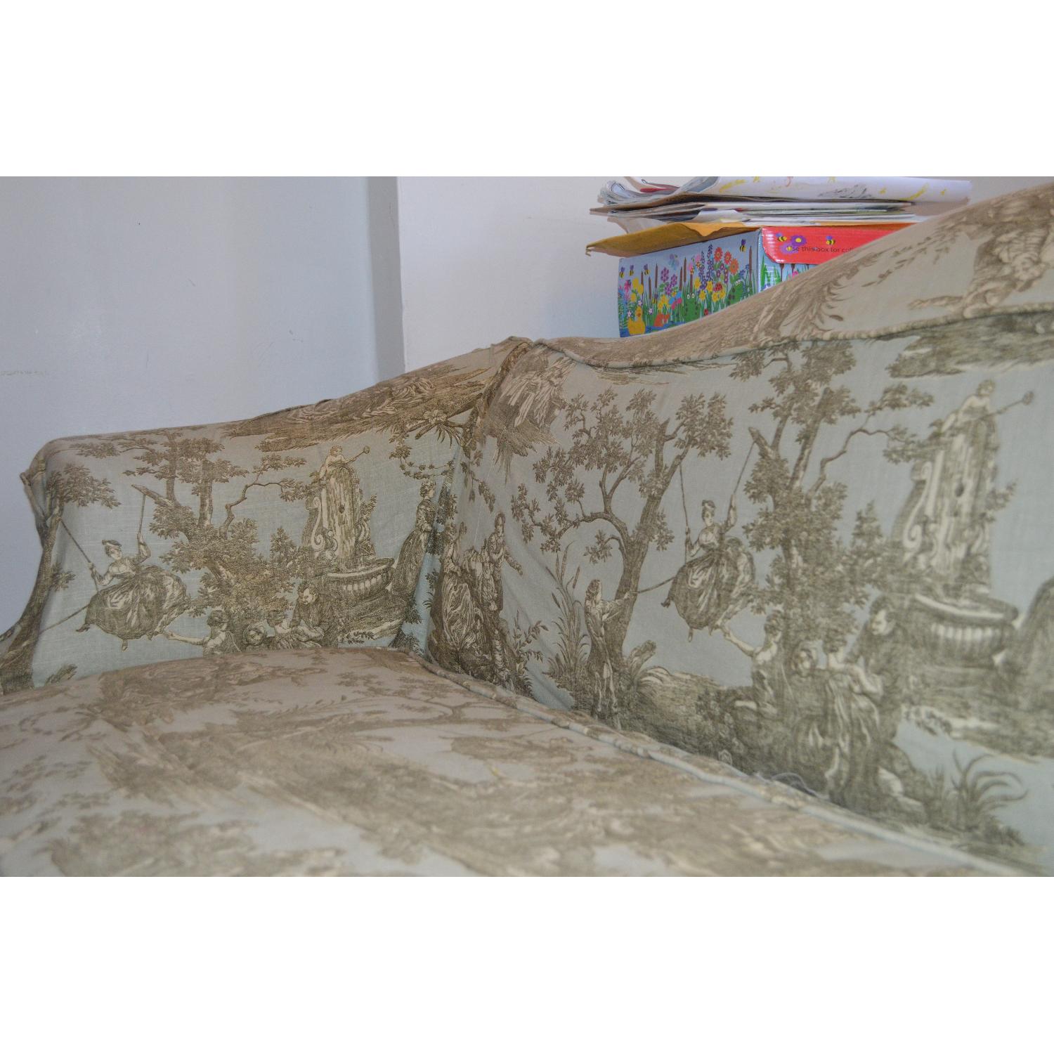 Vintage Shabby Chic Toile Slipcover Couch - image-5