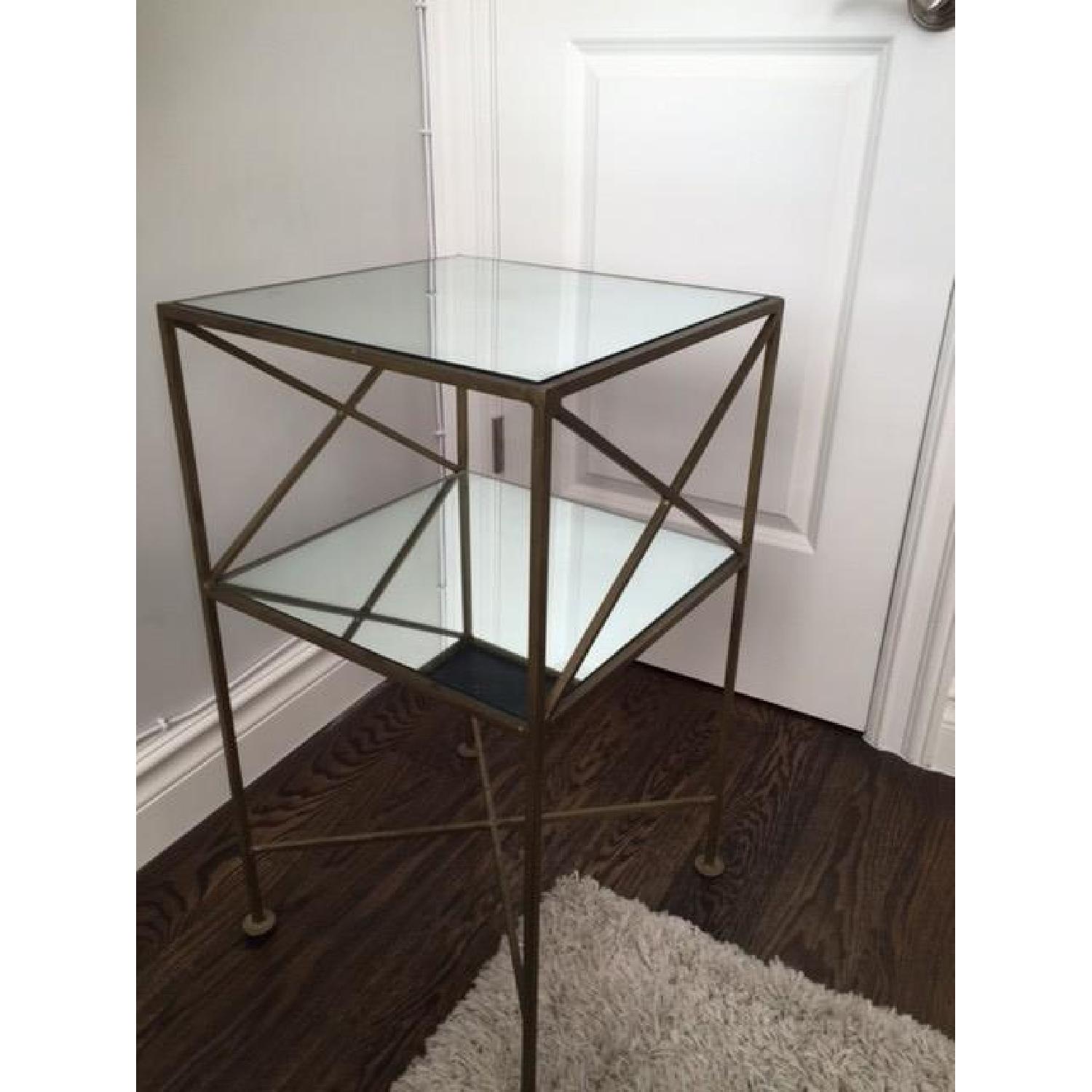 Antique Mirror & Brass Side Tables Set of 2 AptDeco