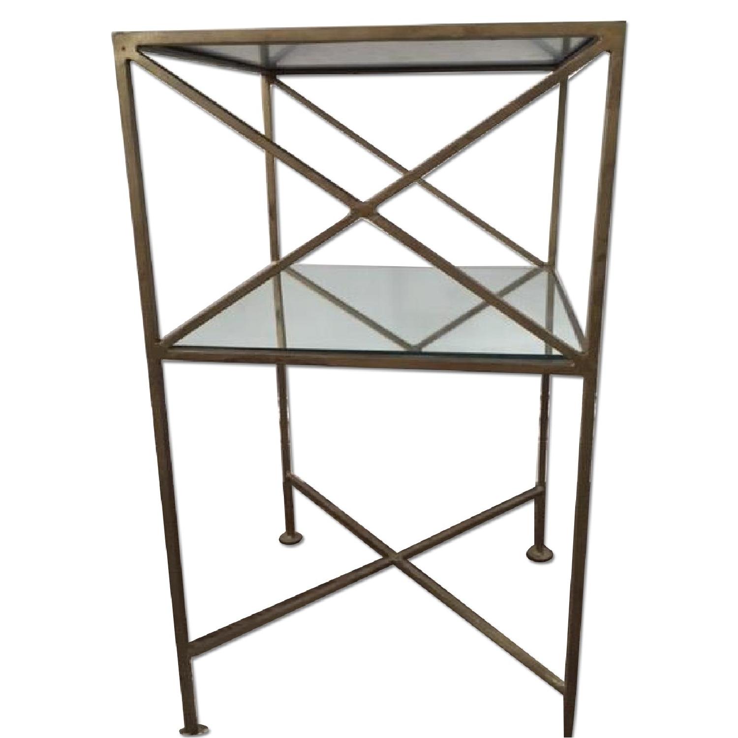 Antique Mirror & Brass Side Tables Set of 2 AptDeco